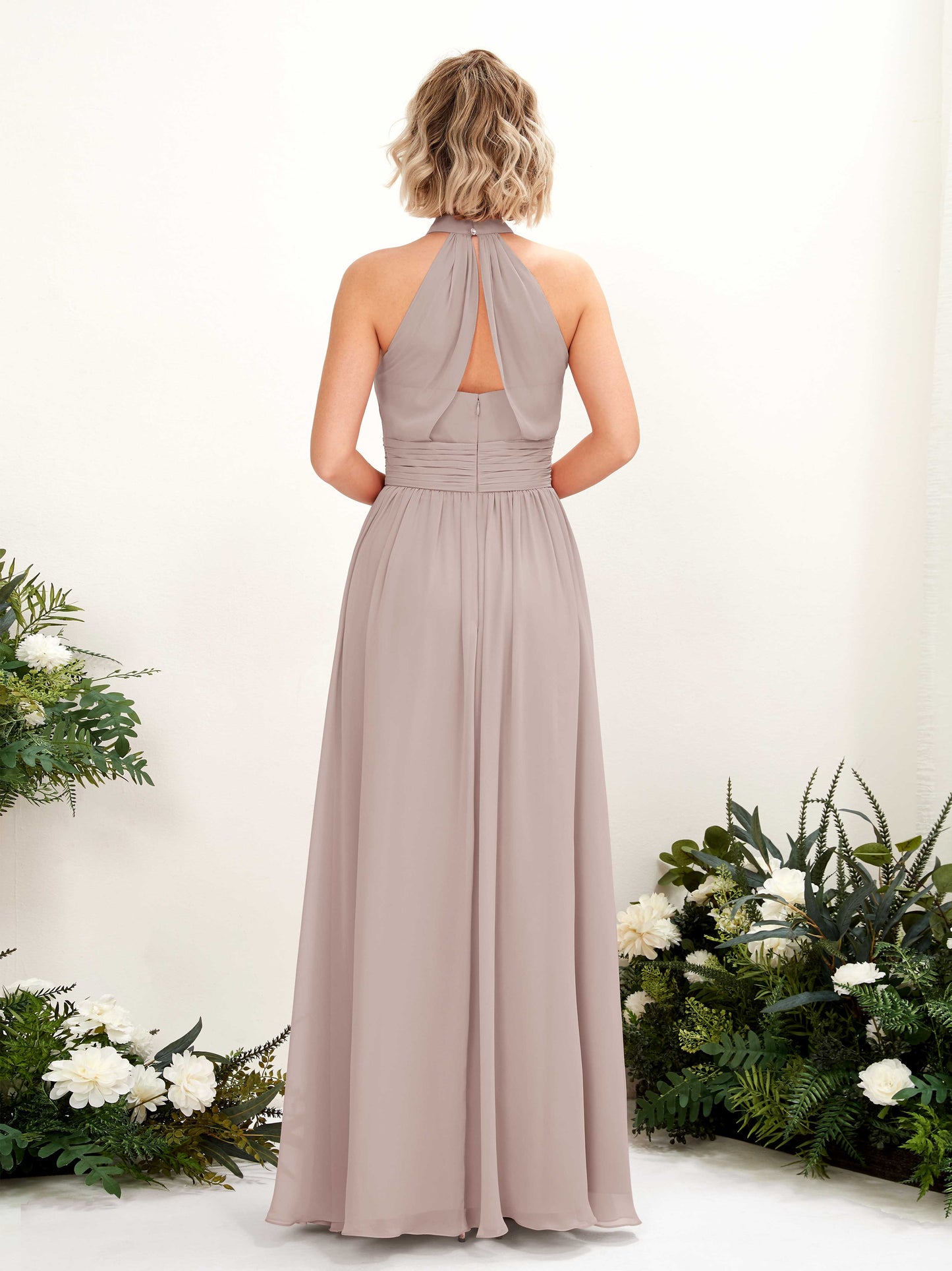 Hilda Taupe Halter Maxi Dress