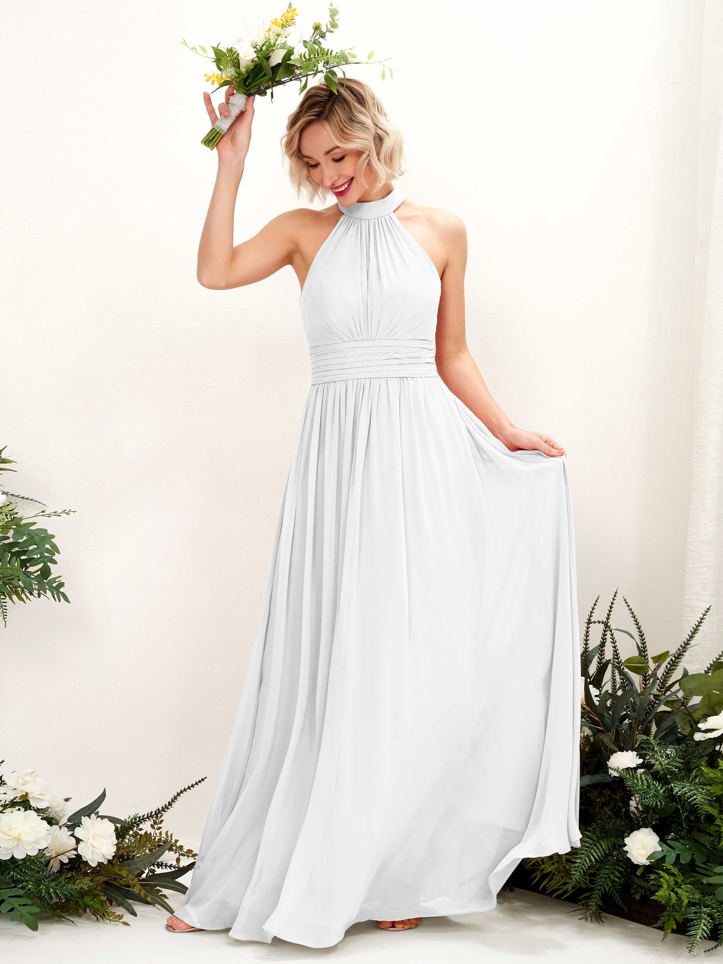 Hilda White Halter Maxi Dress