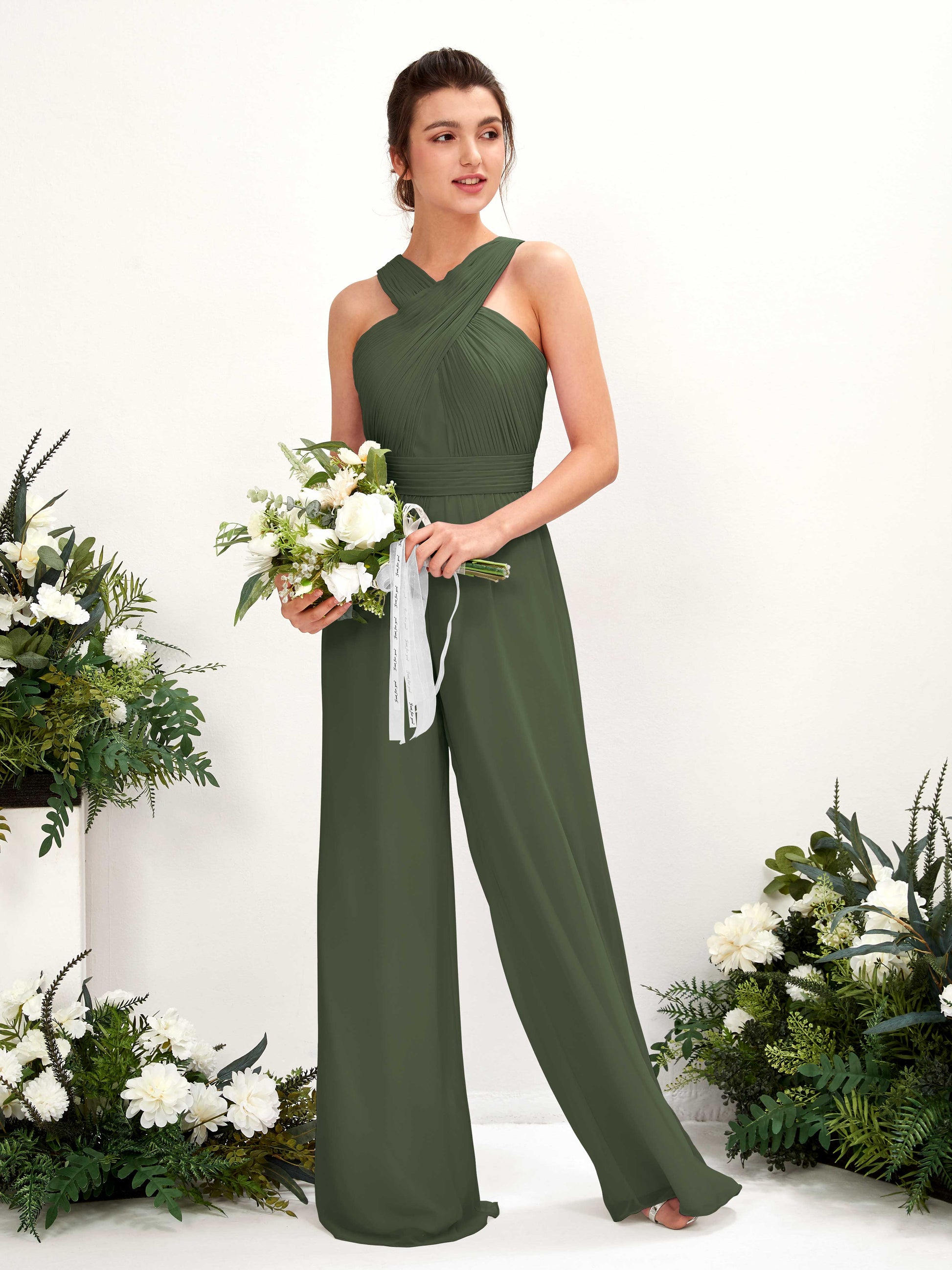 Hilona Martini Olive Sleeveless Maxi Dress