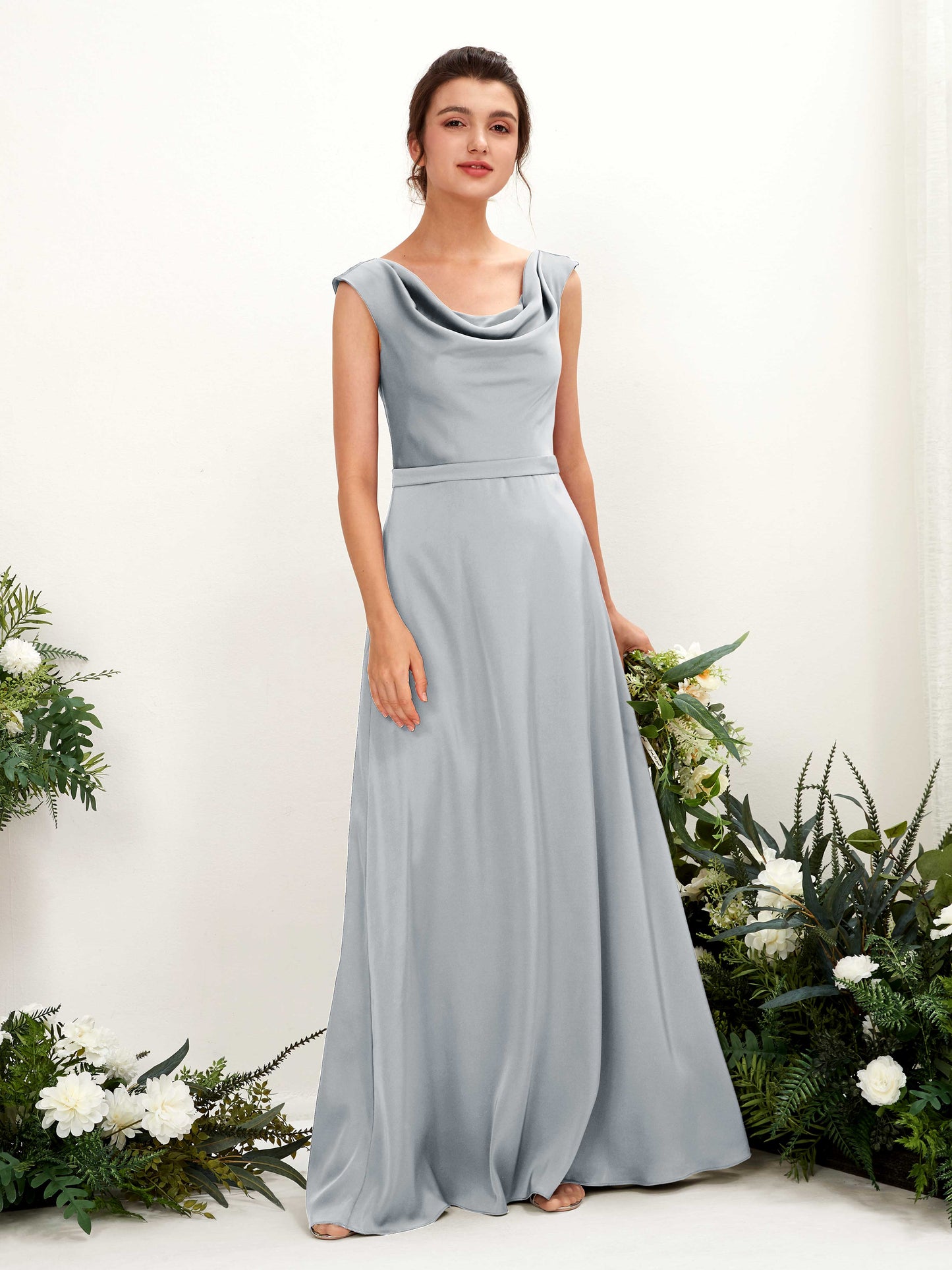 Irma Baby Blue Satin Maxi Dress