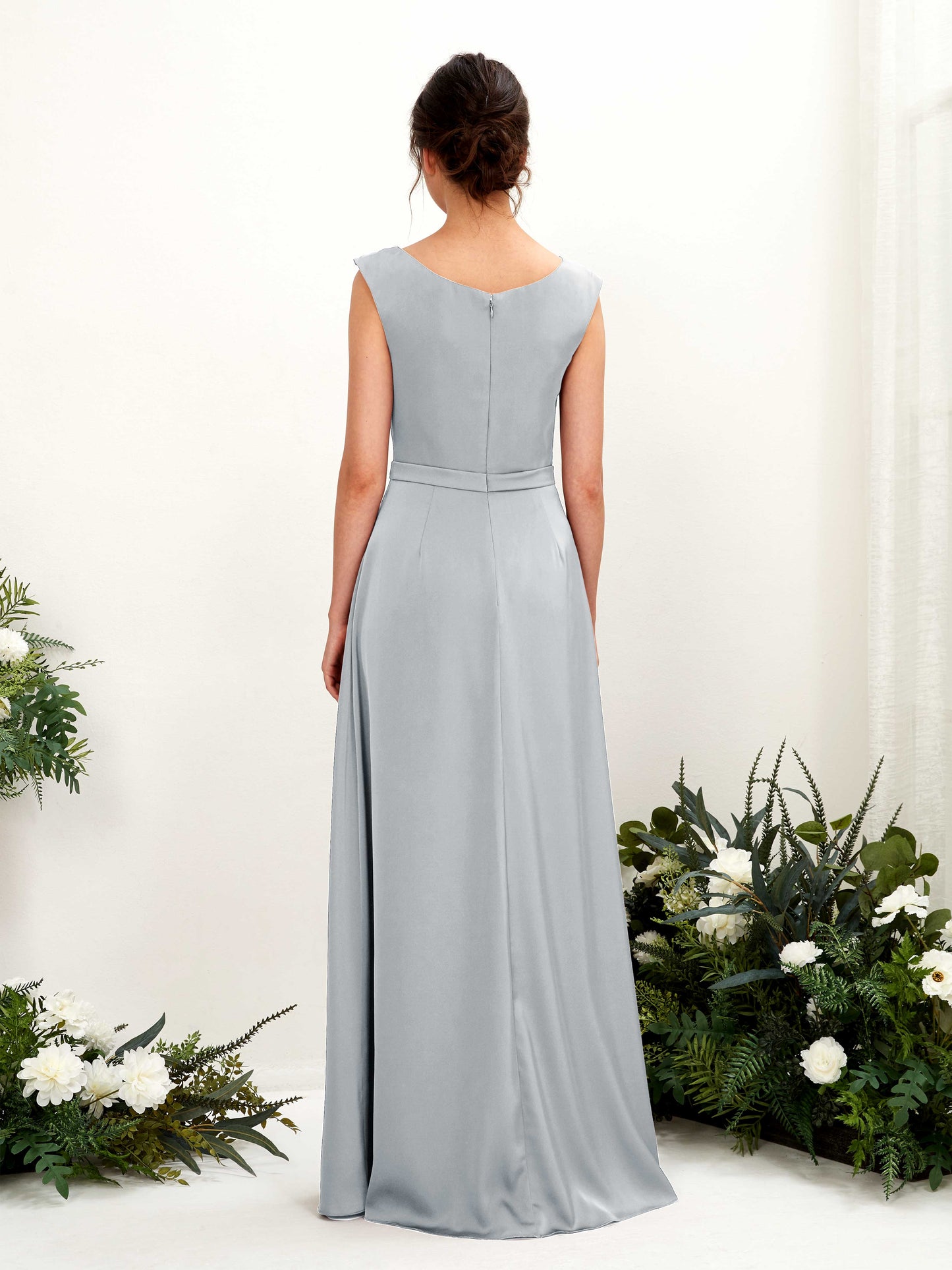 Irma Baby Blue Satin Maxi Dress