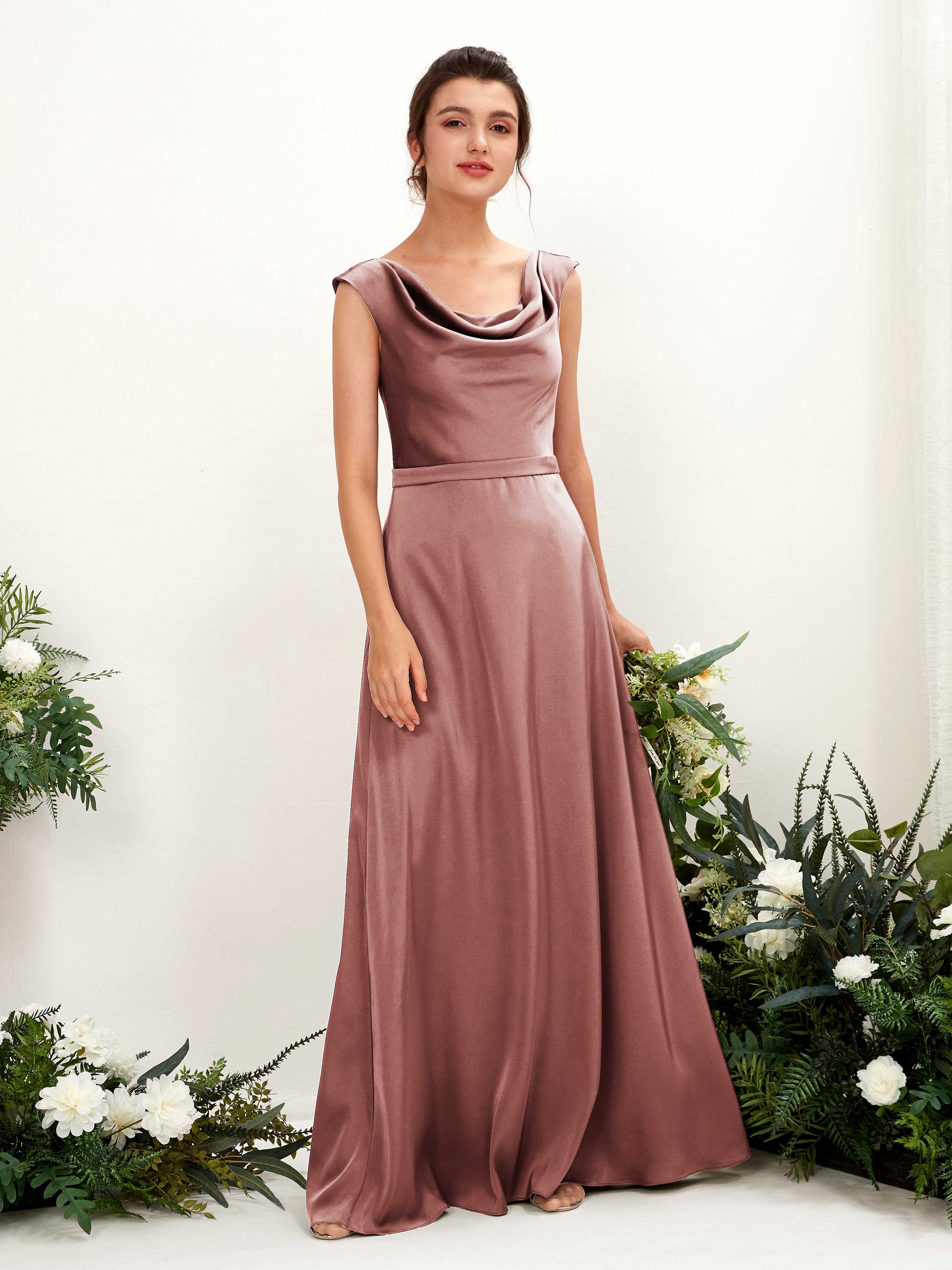 Irma Desert Rose Satin Maxi Dress