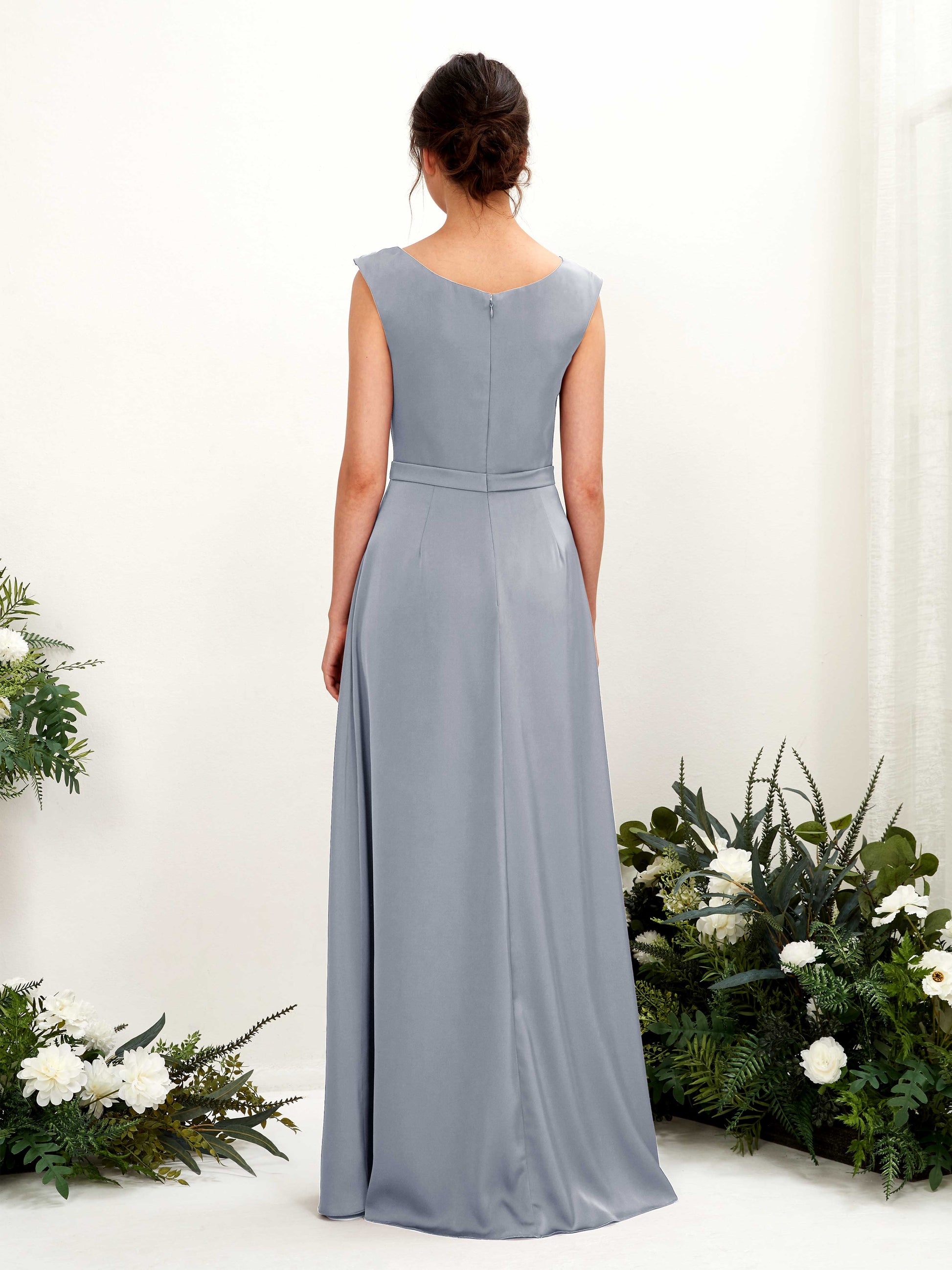 Irma Dusty Blue Satin Maxi Dress