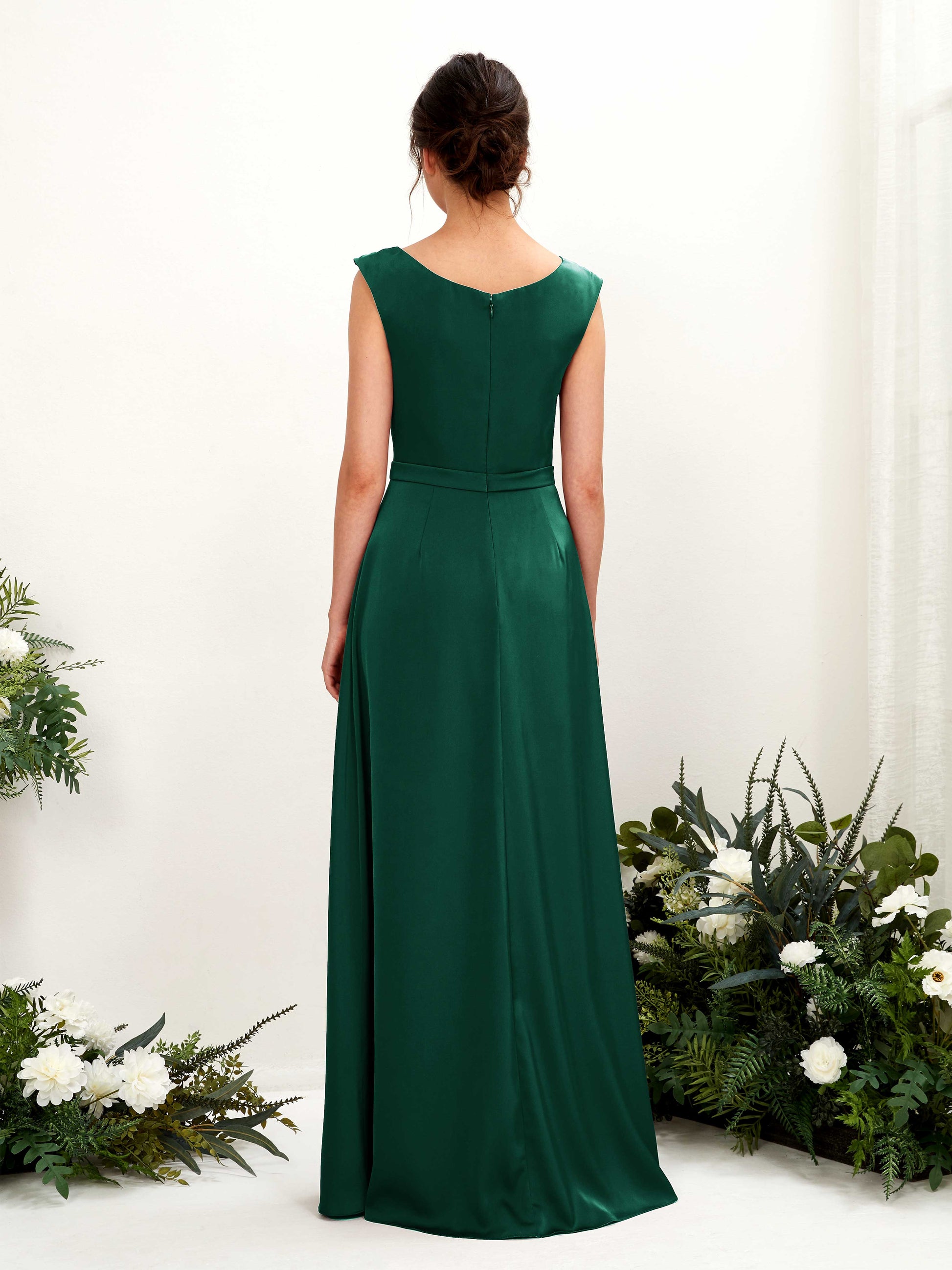 Irma Hunter Green Satin Maxi Dress