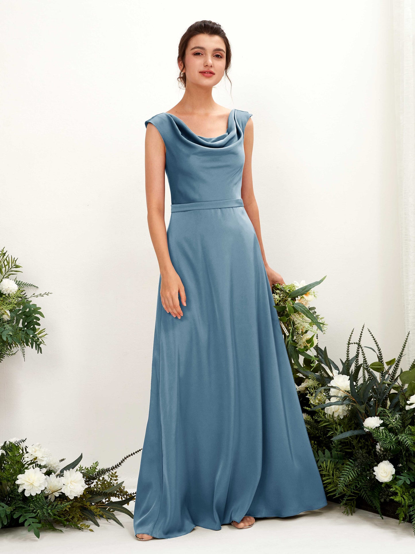 Irma Ink blue Satin Maxi Dress