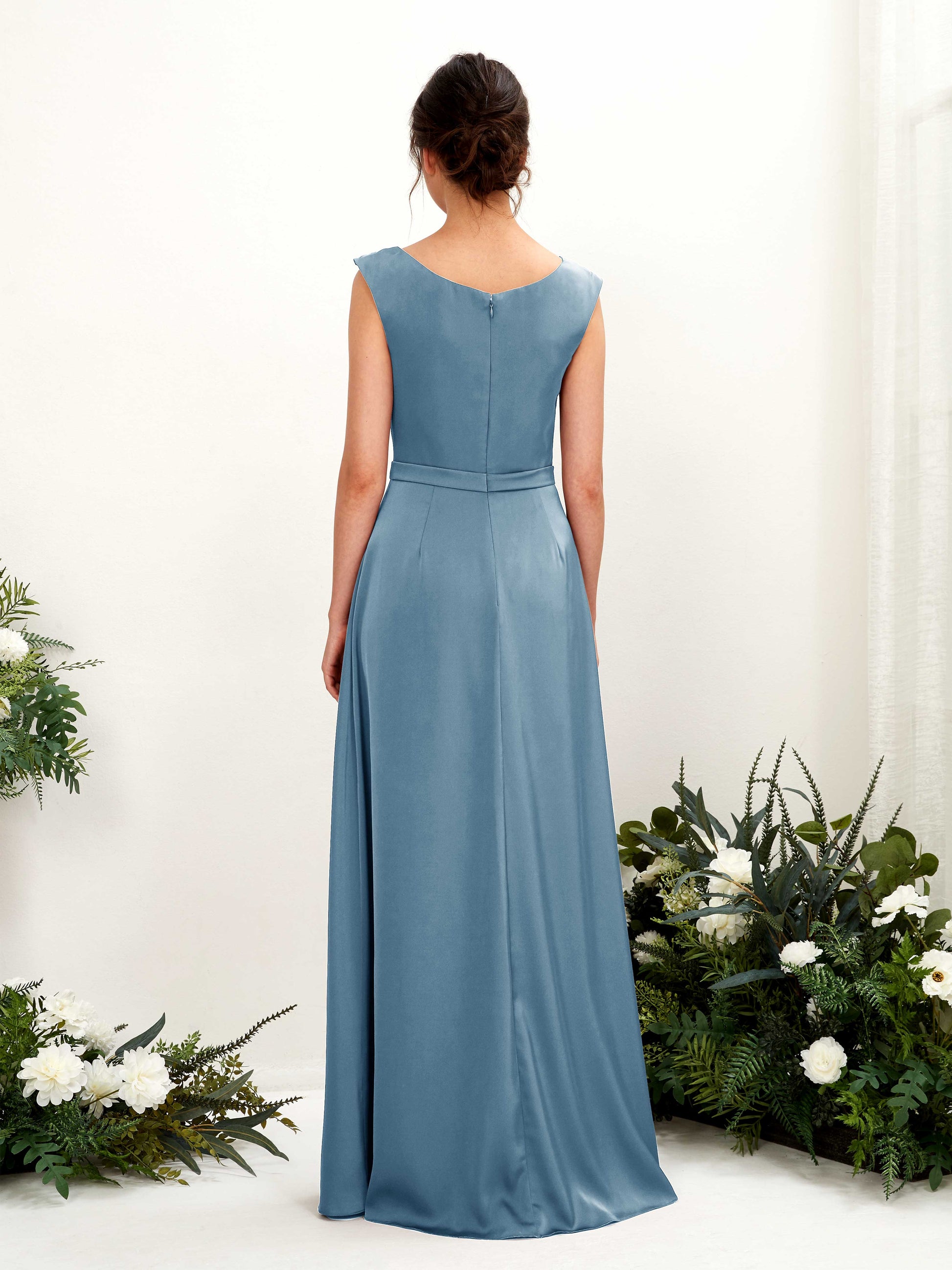 Irma Ink blue Satin Maxi Dress