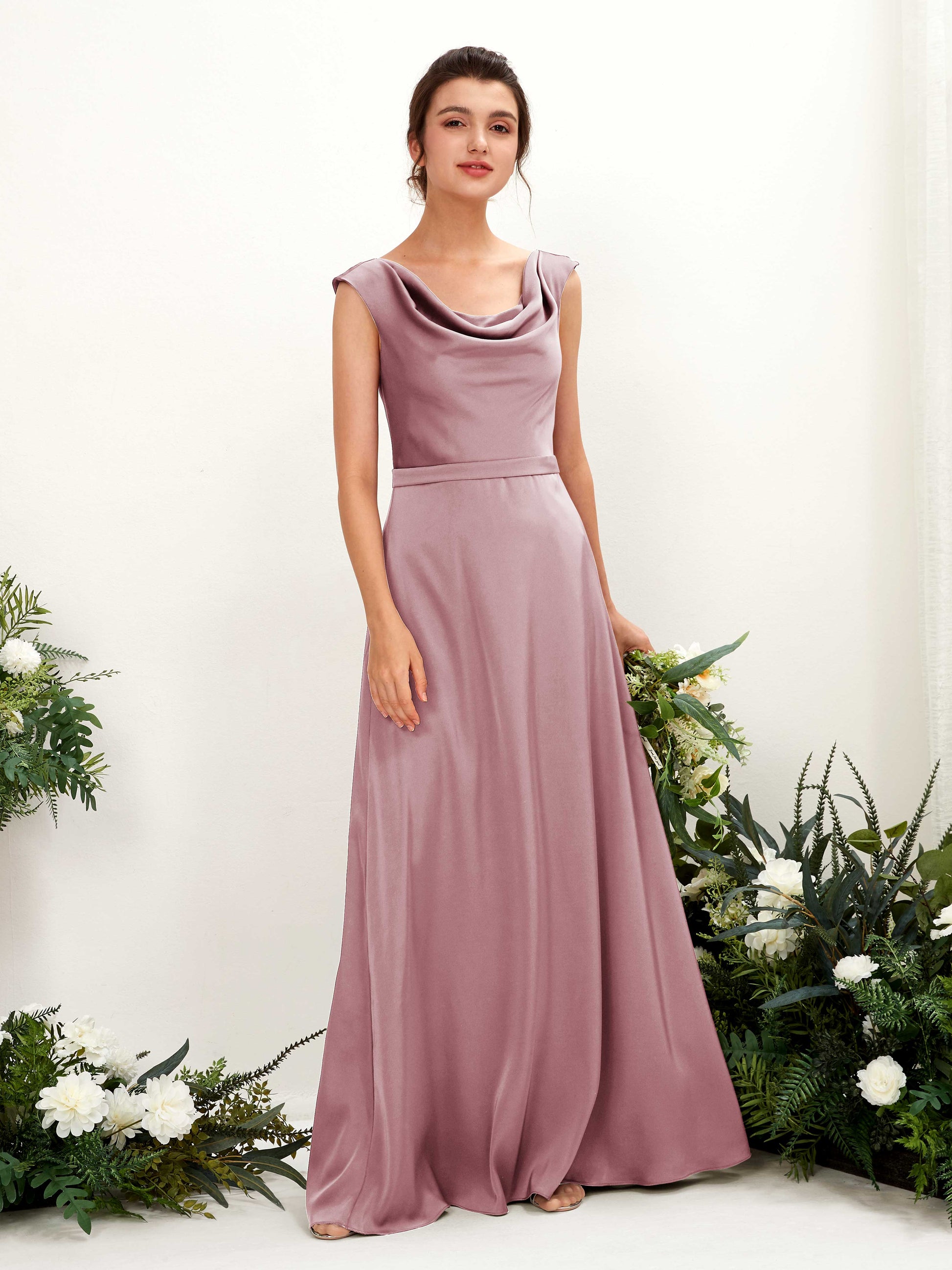 Irma Rose Quartz Satin Maxi Dress