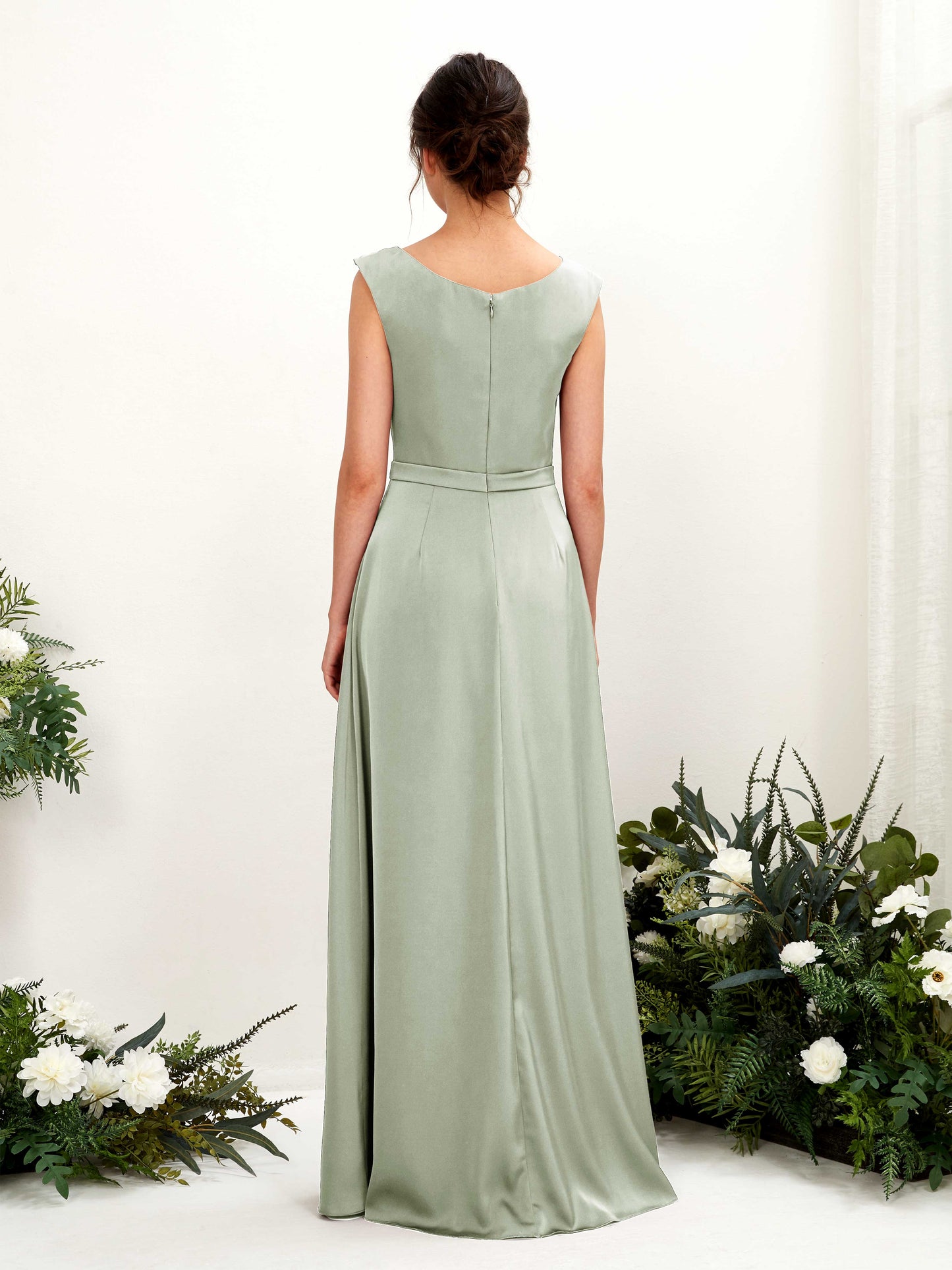 Irma Sage Green Satin Maxi Dress