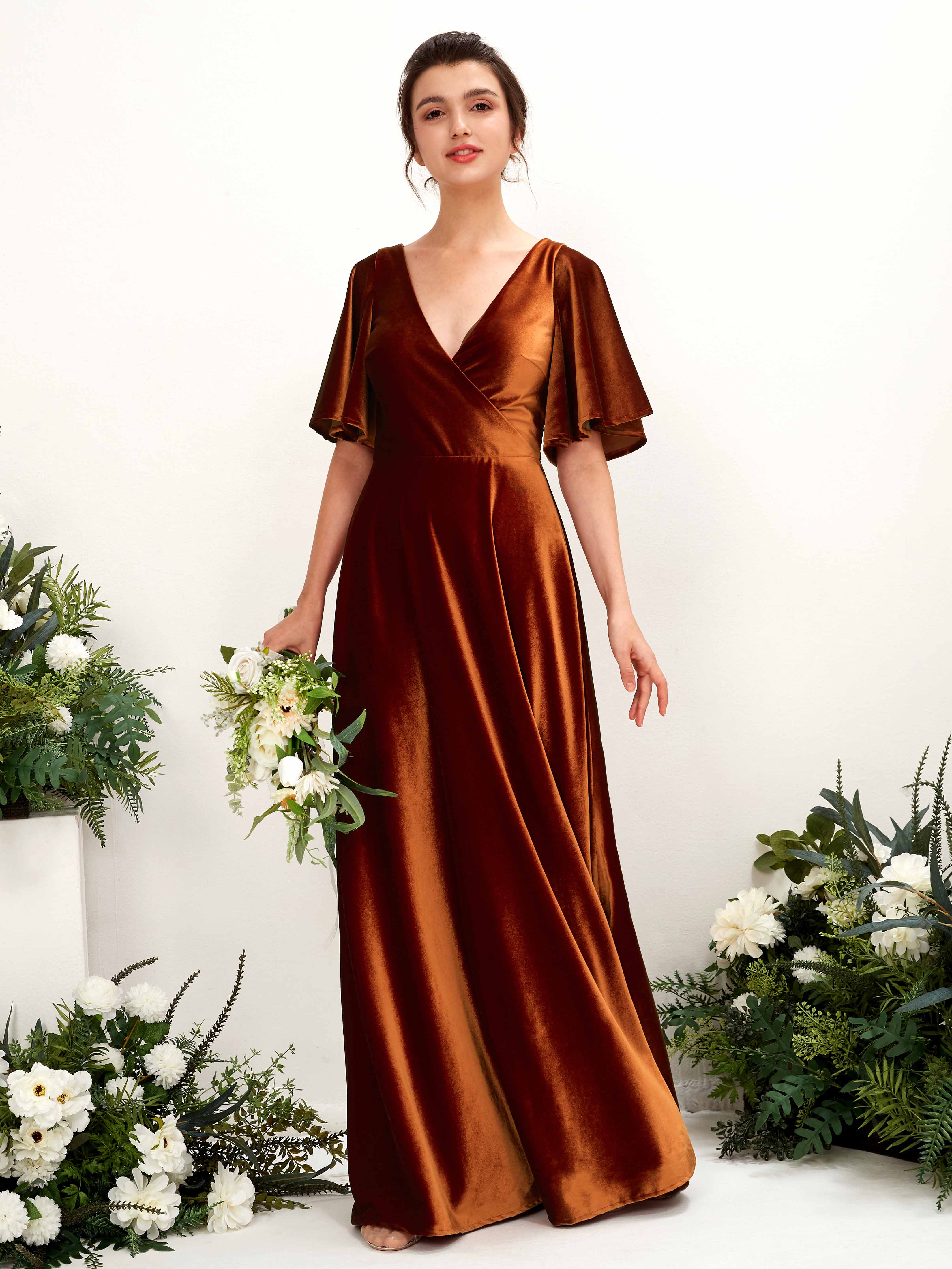 Orange velvet maxi dress hotsell