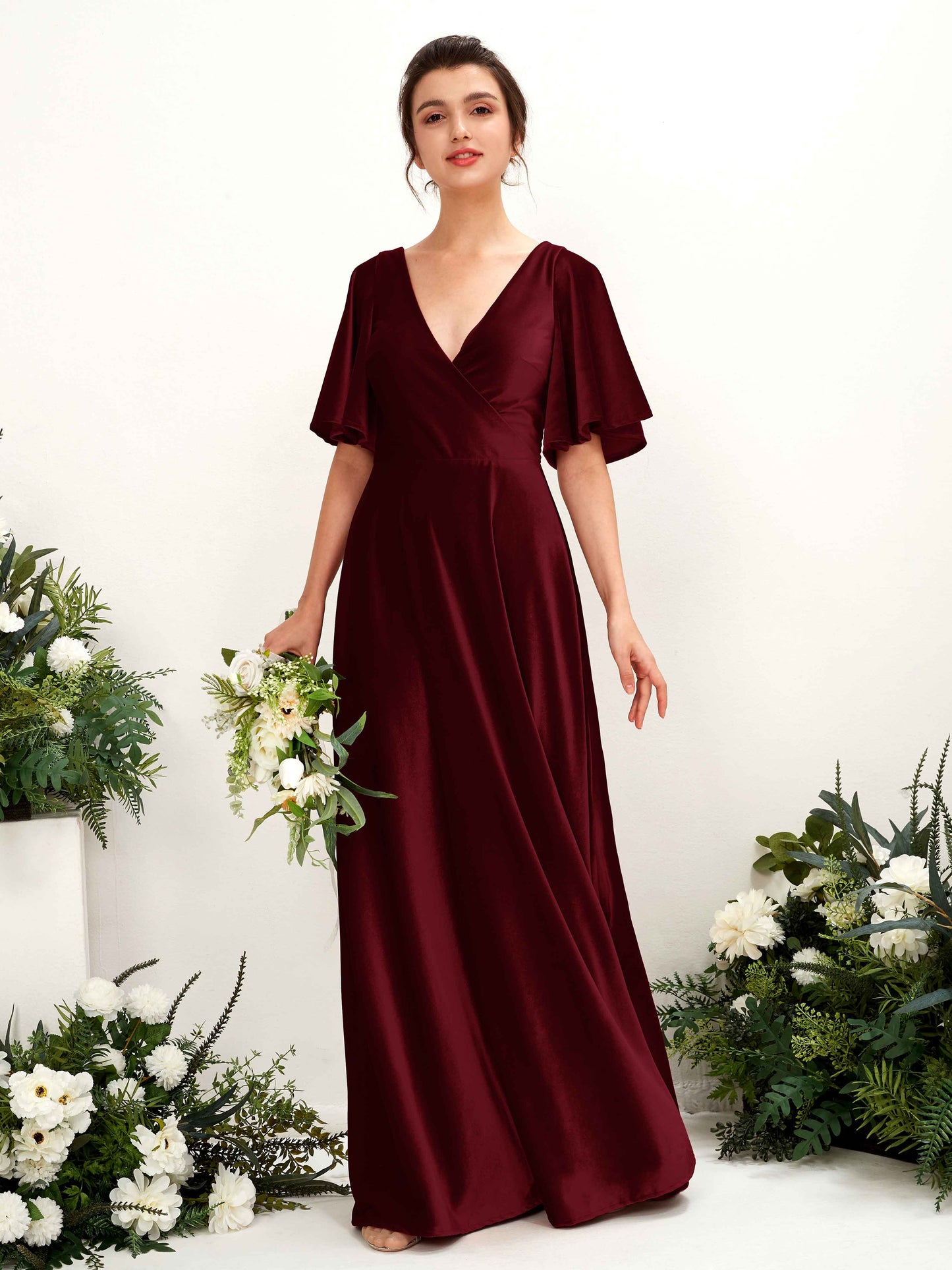 Janet Burgundy Velvet Maxi Dress