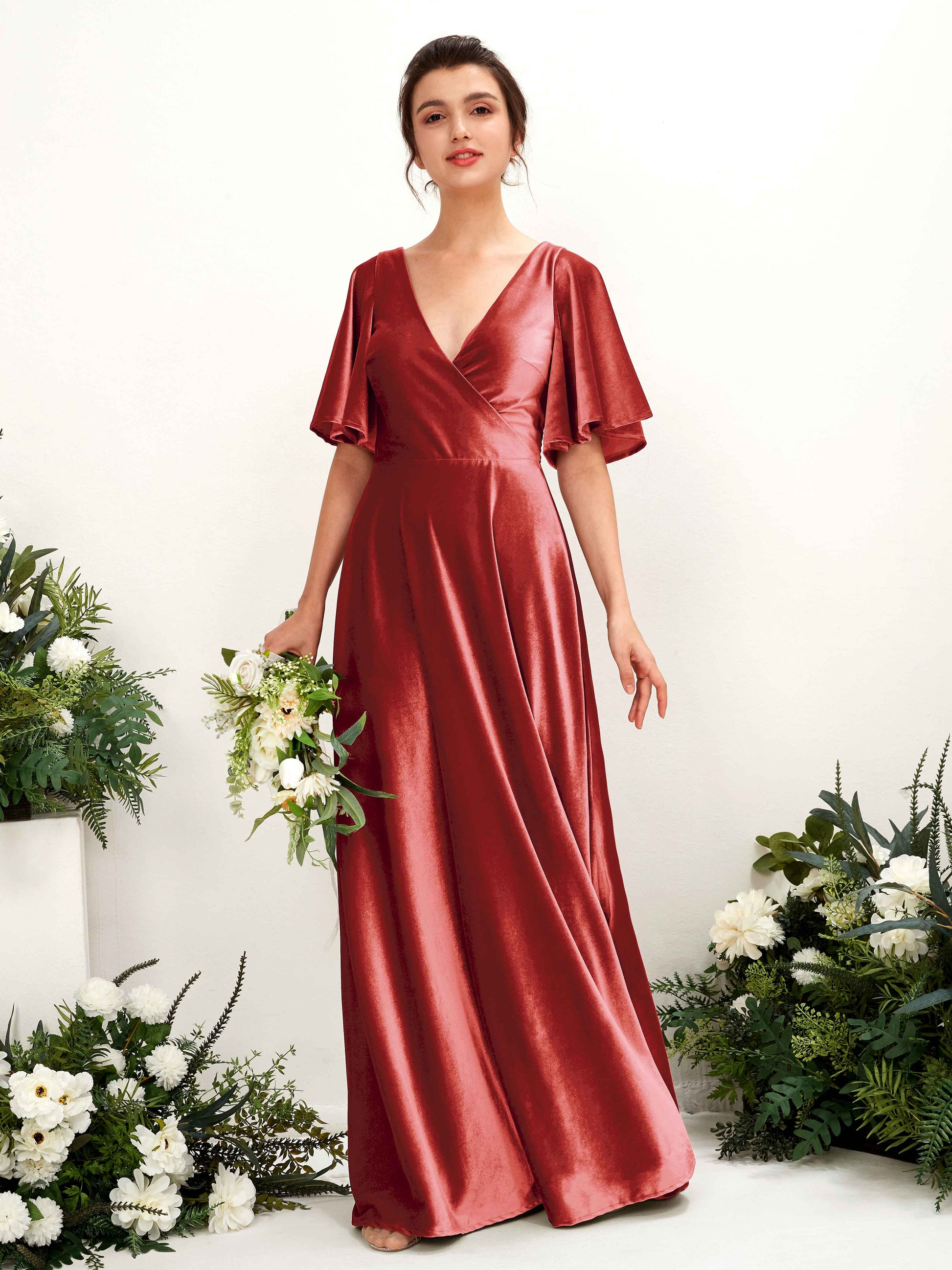 Janet Dusty Rose Velvet Maxi Dress