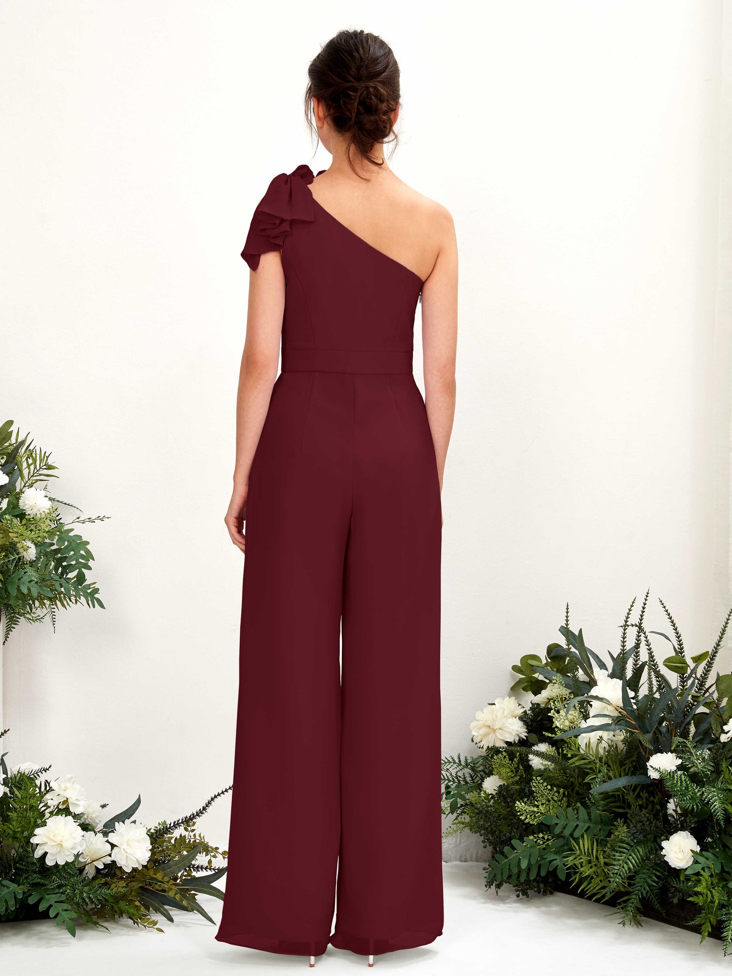 Jasmine Burgundy One Shoulder Maxi Dress