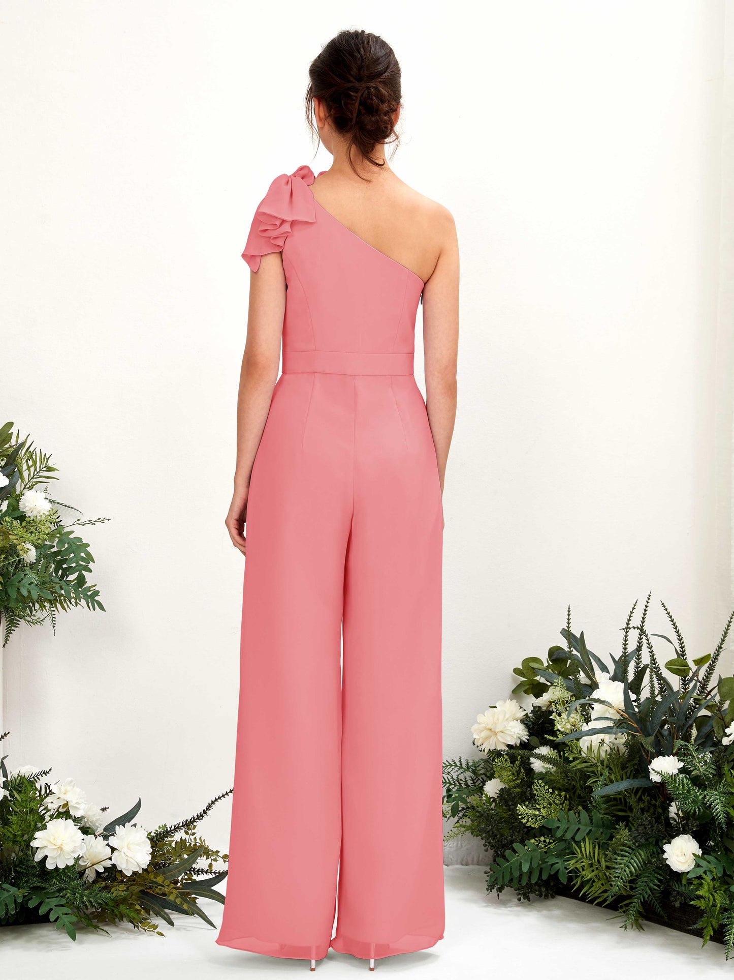 Jasmine Coral Pink One Shoulder Maxi Dress