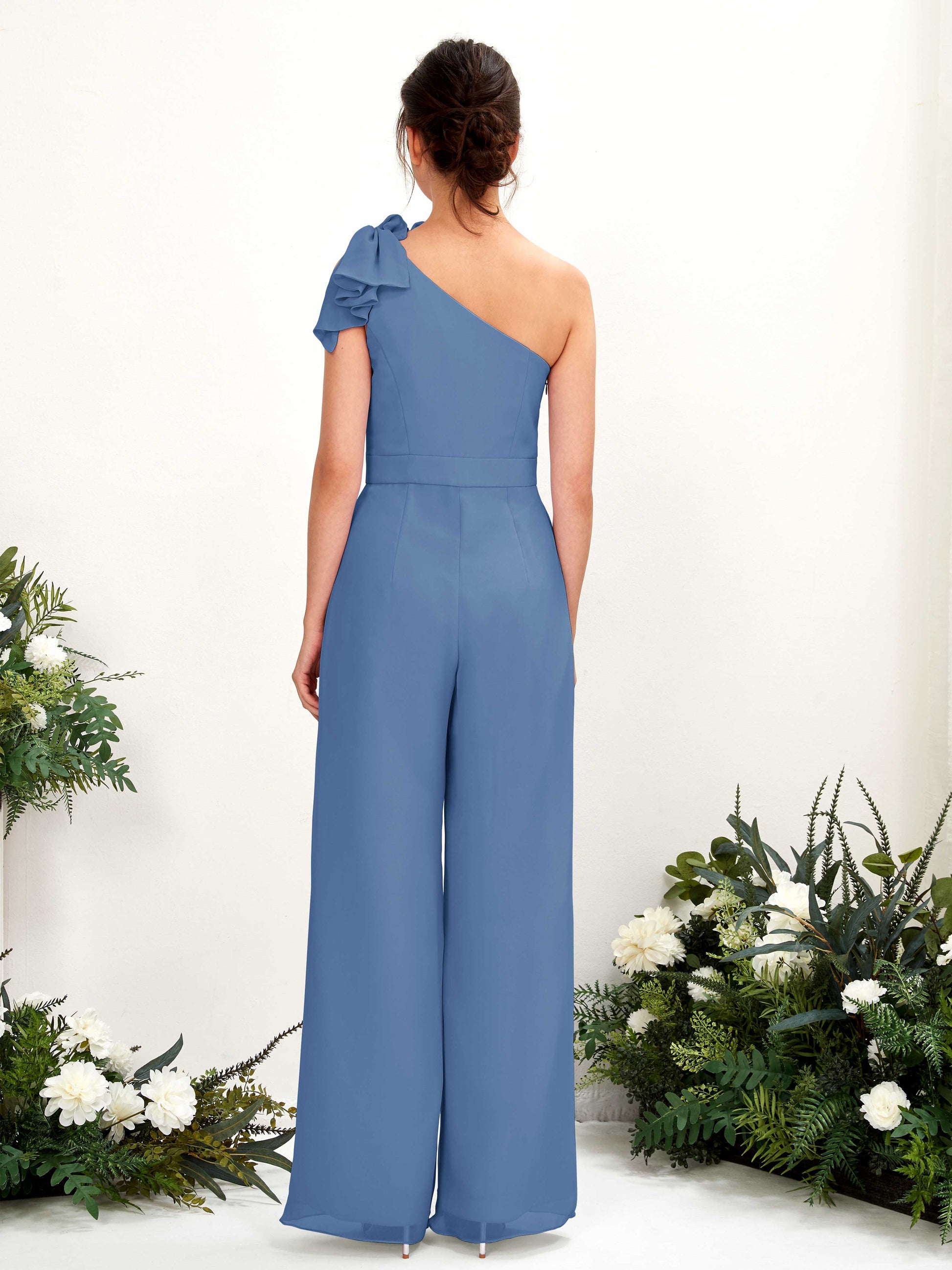 Jasmine Dusty Blue One Shoulder Maxi Dress