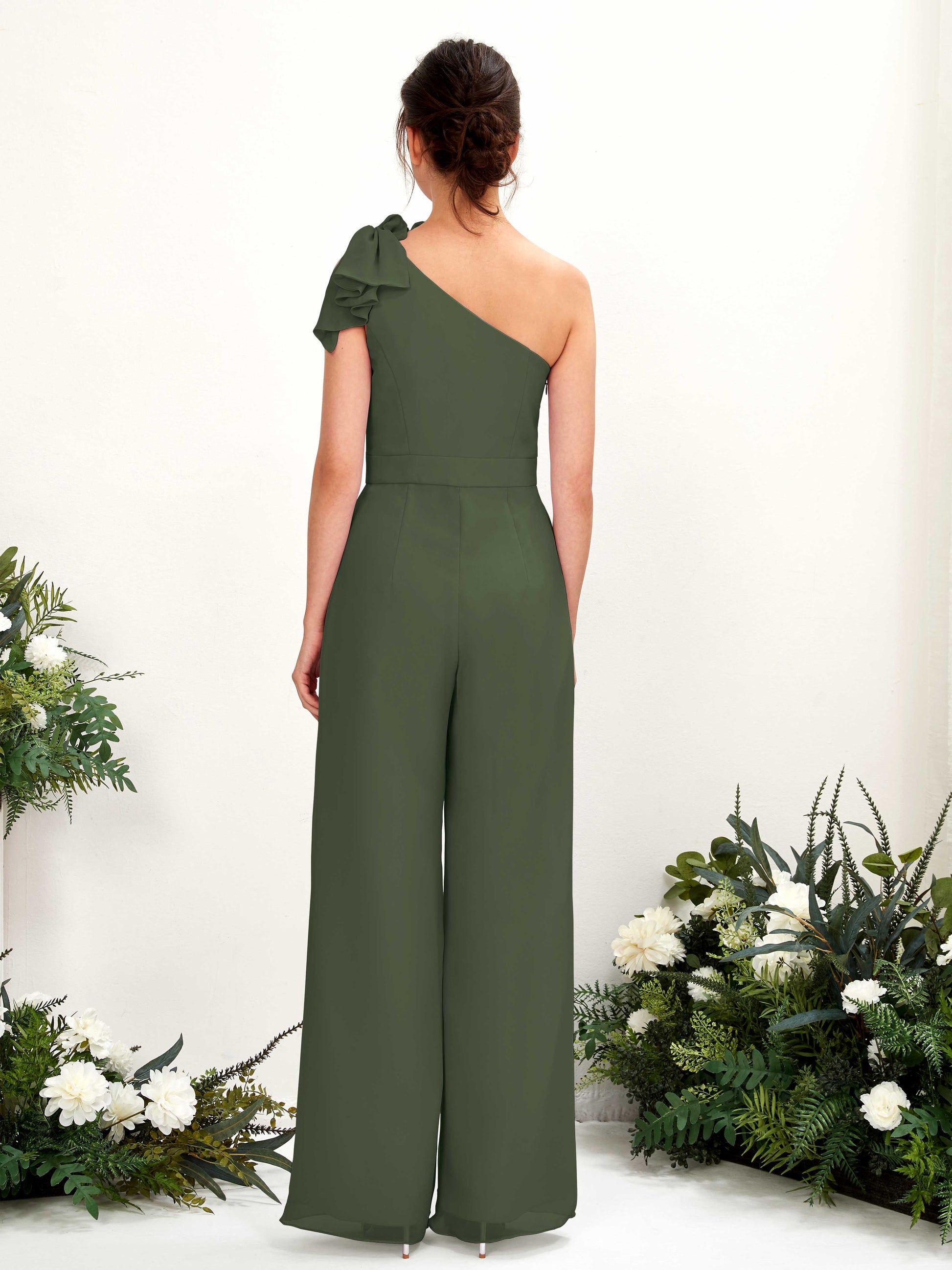 Jasmine Martini Olive One Shoulder Maxi Dress