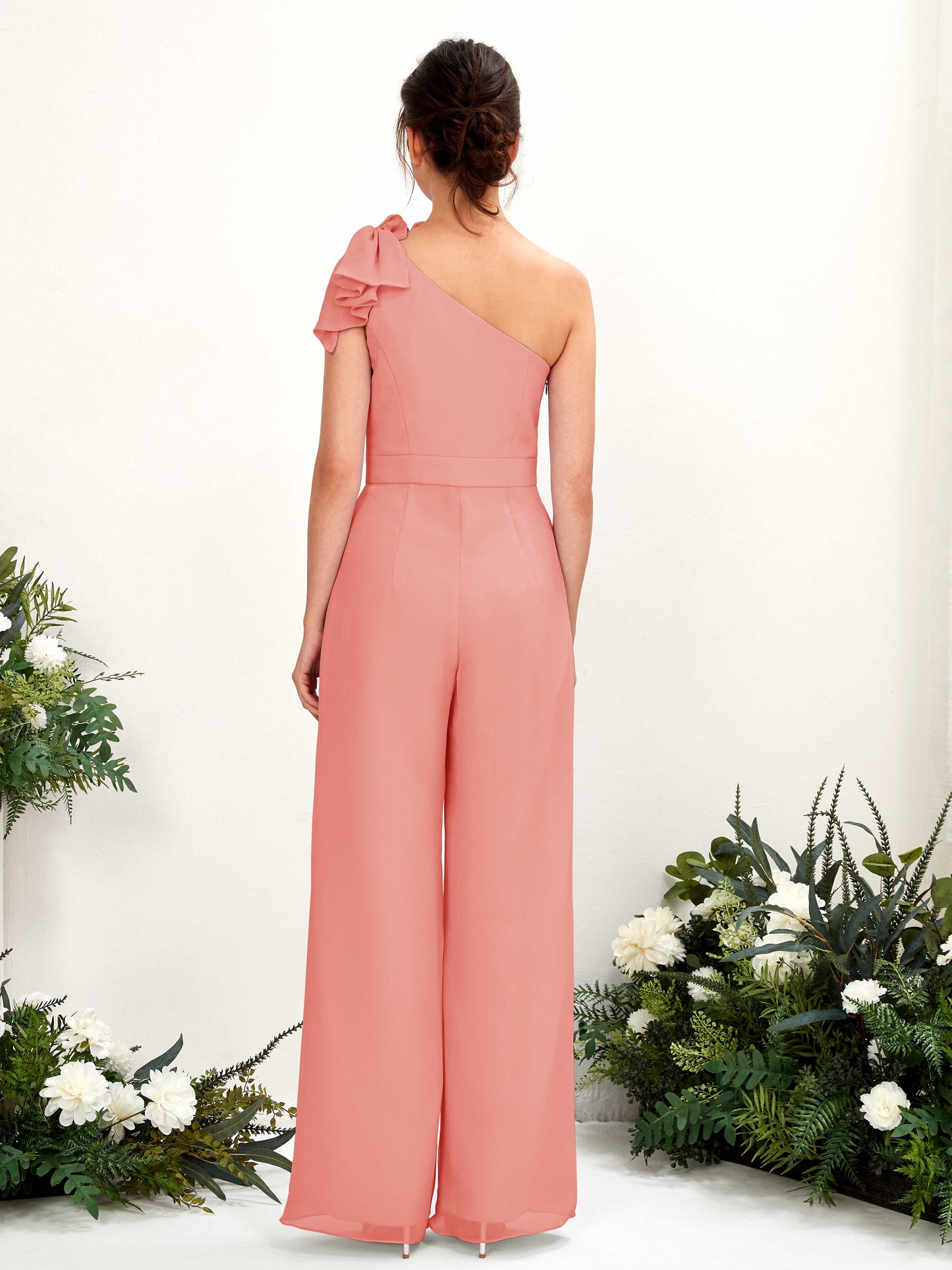 Jasmine Peach Pink One Shoulder Maxi Dress