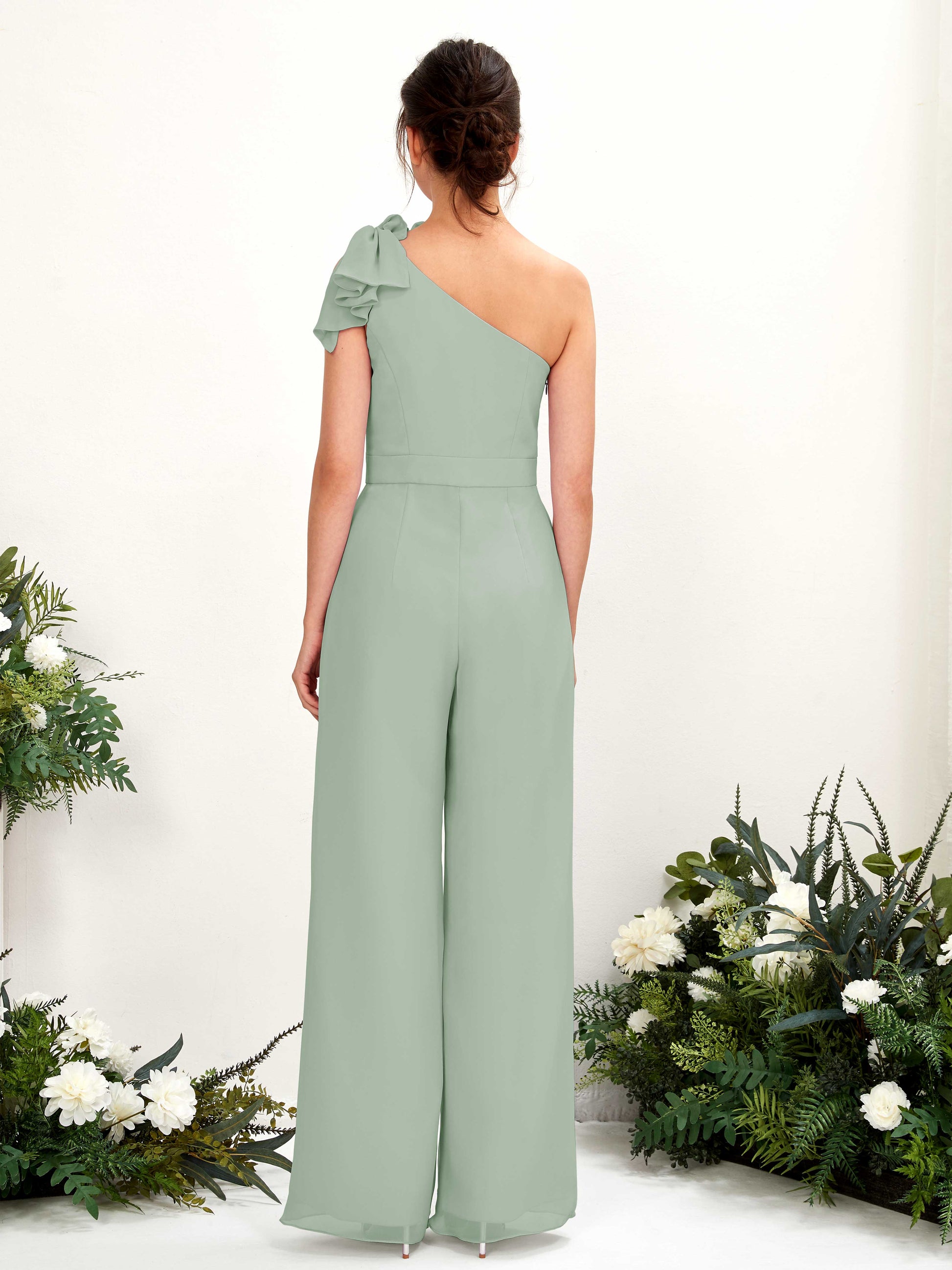 Jasmine Sage Green One Shoulder Maxi Dress