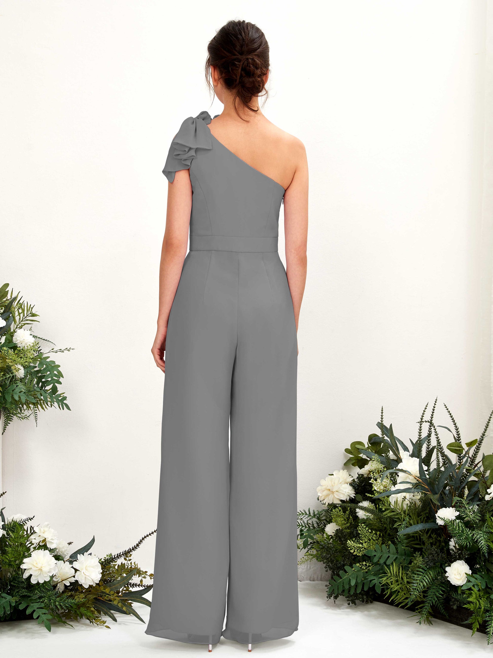 Jasmine Steel Gray One Shoulder Maxi Dress