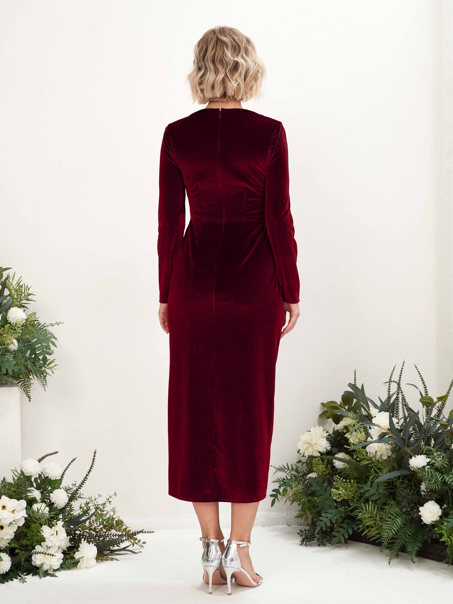 Jenny Burgundy Velvet Long Sleeve Maxi Dress