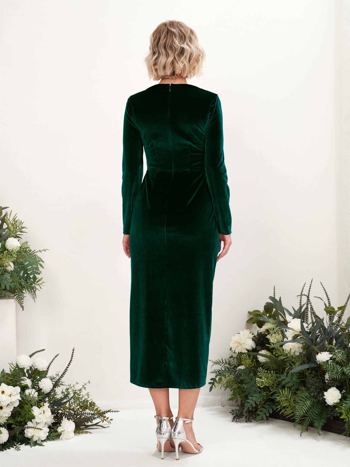 Jenny Hunter Green Velvet Long Sleeve Maxi Dress