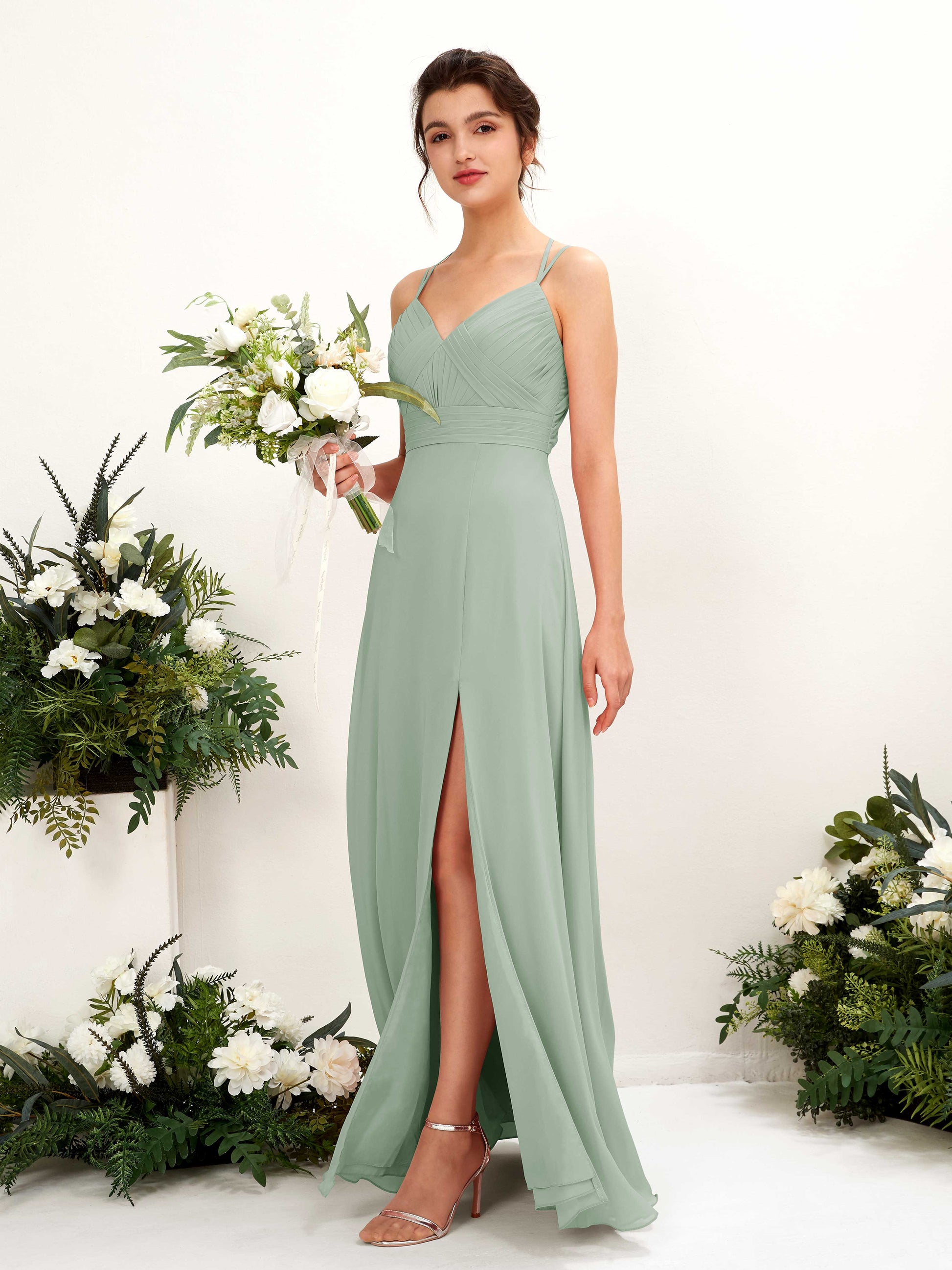 Joa Sage Green Sleeveless Maxi Dress