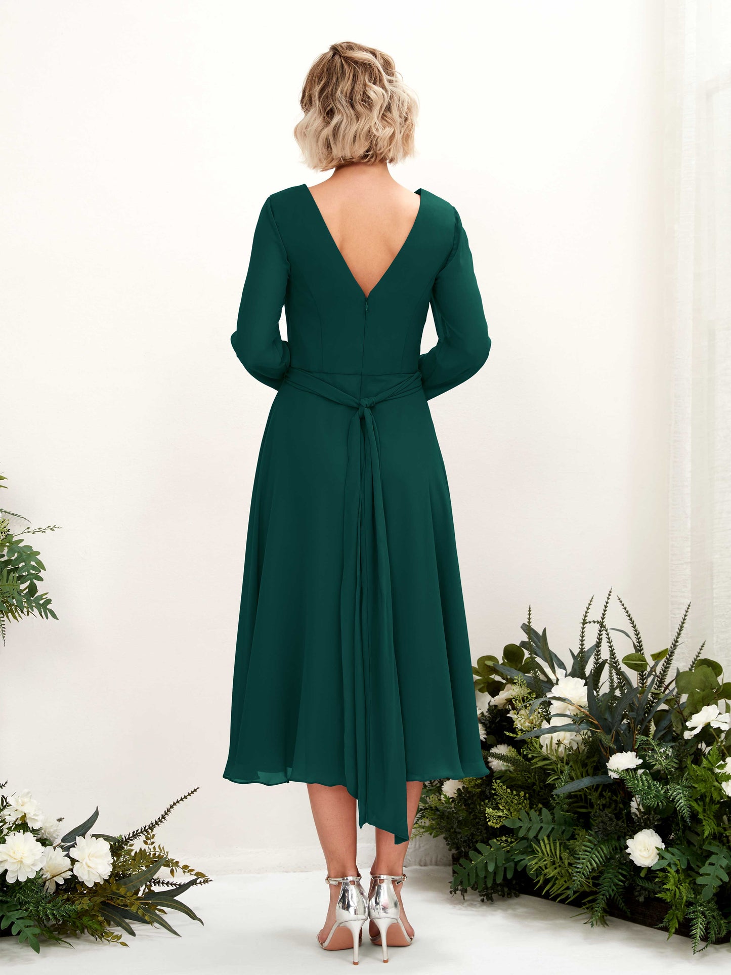 Joanna Dark Emerald Long Sleeve Midi Dress