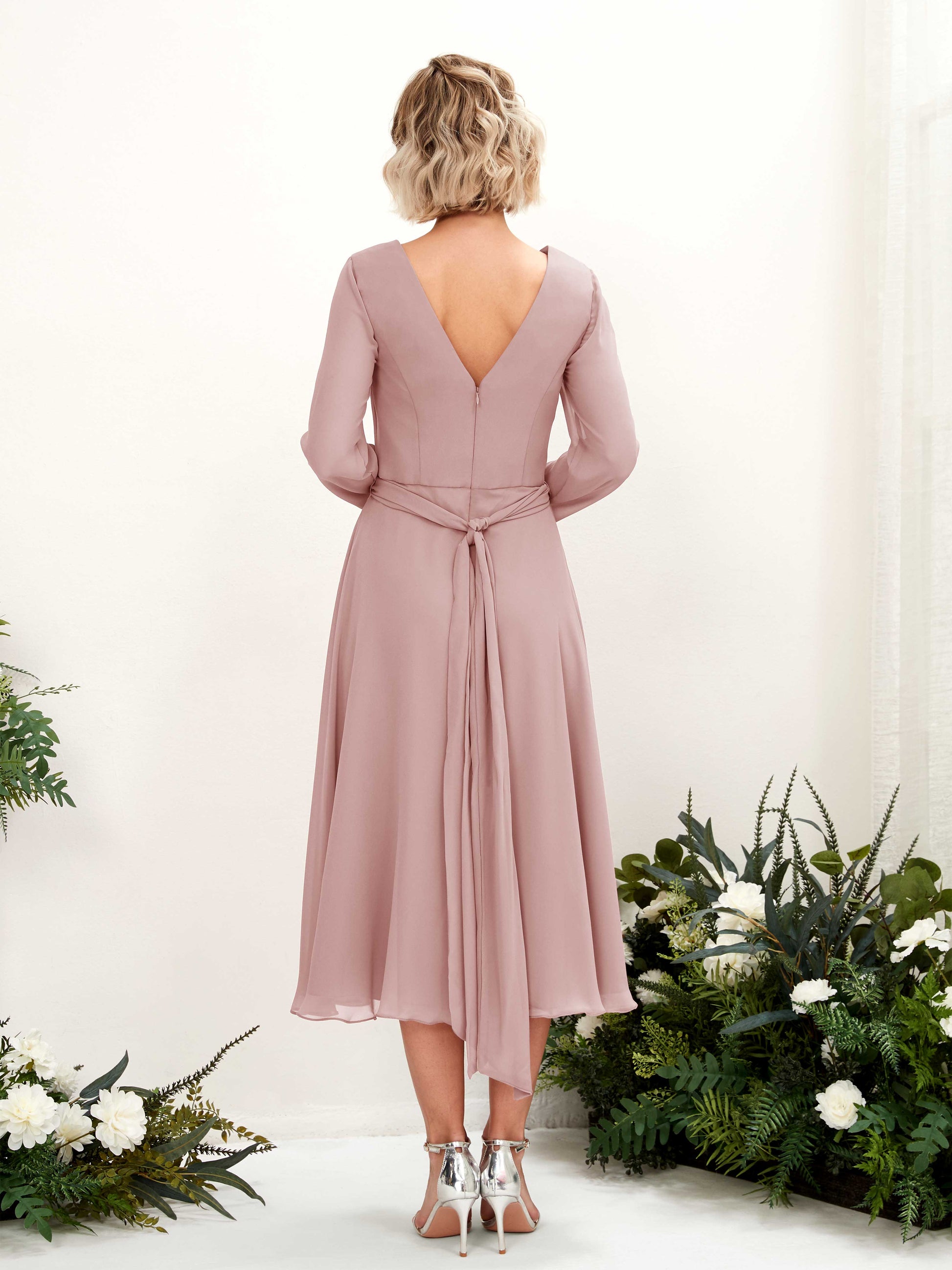 Joanna Dusty Rose Long Sleeve Midi Dress