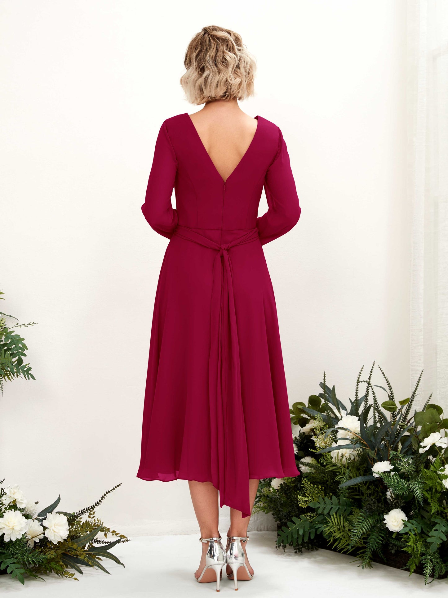 Joanna Jester Red Long Sleeve Midi Dress