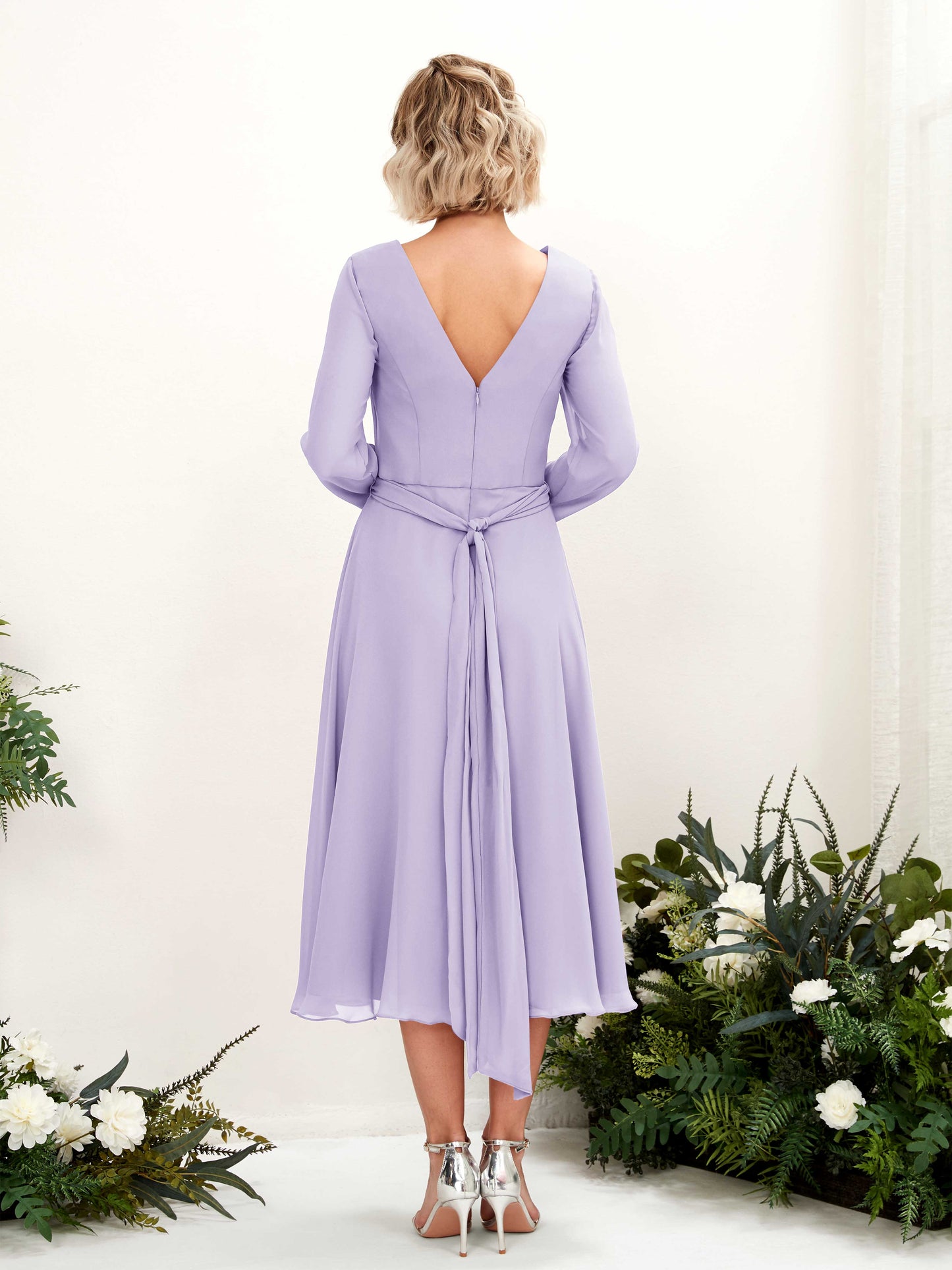 Joanna Lilac Long Sleeve Midi Dress