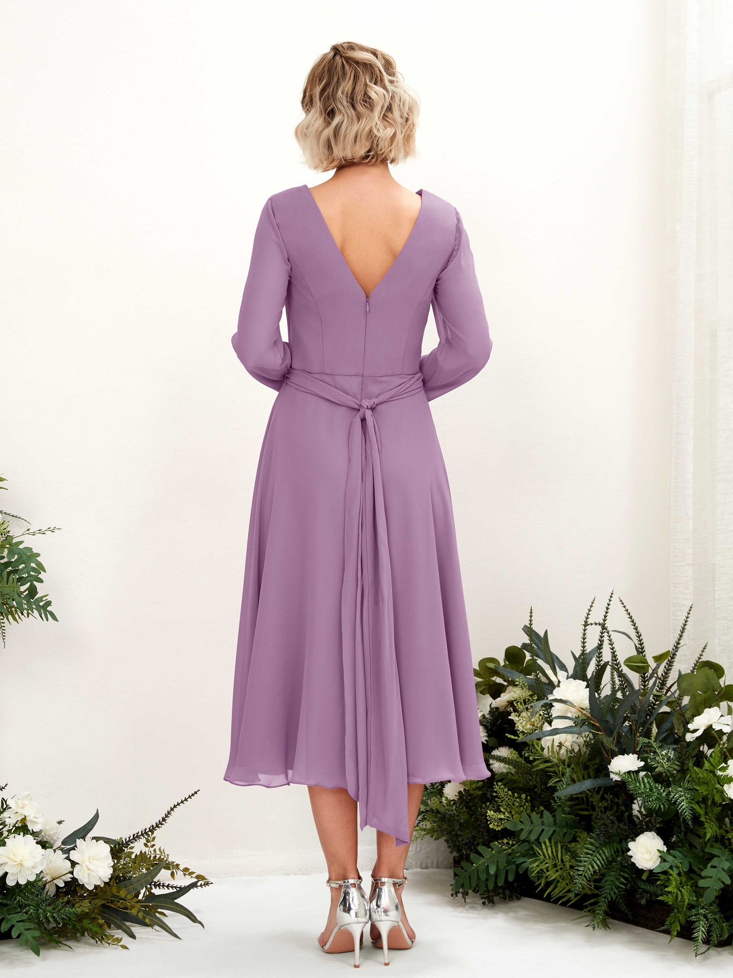 Joanna Orchid Mist Long Sleeve Midi Dress