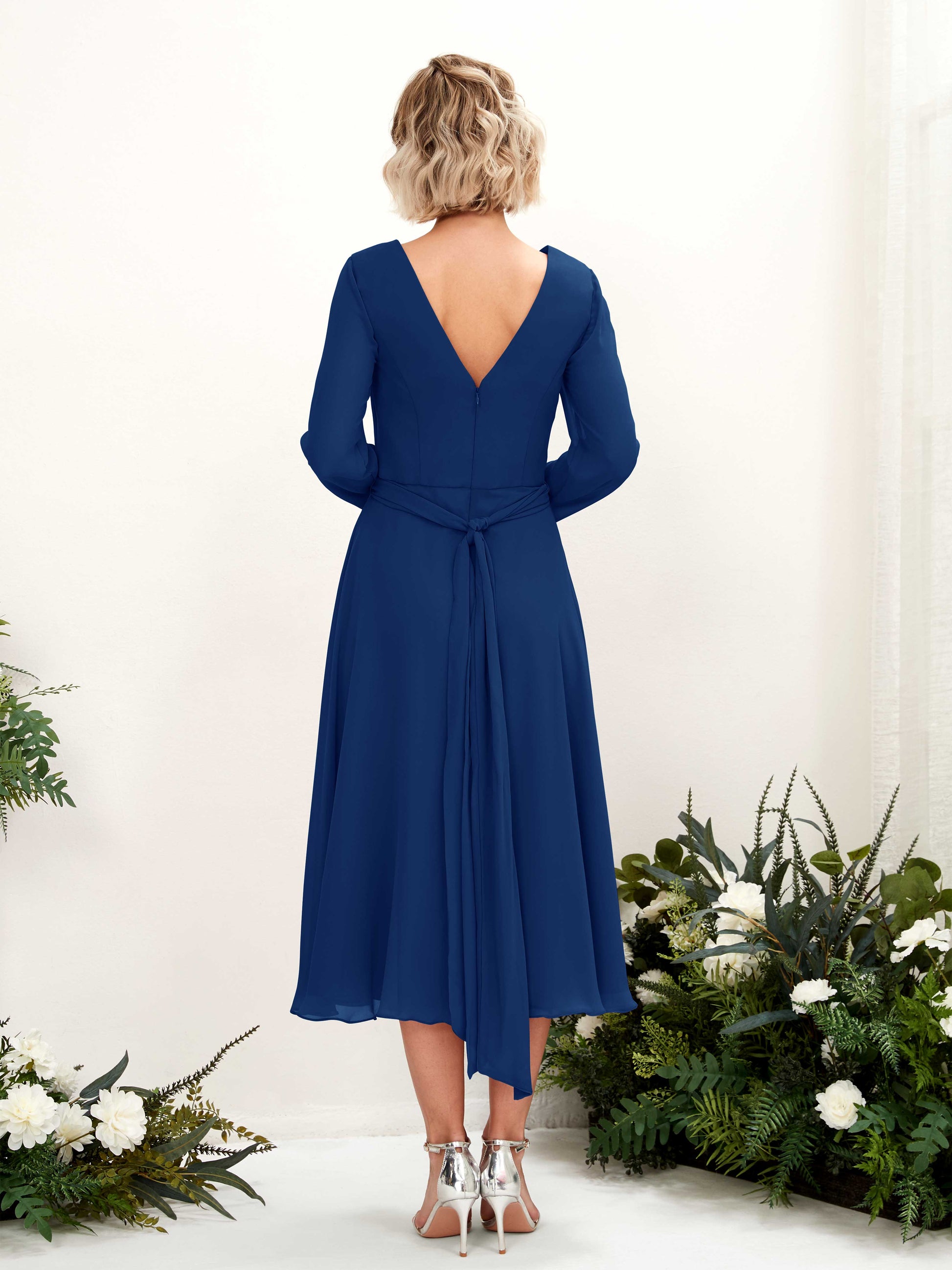 Joanna Royal Blue Long Sleeve Midi Dress