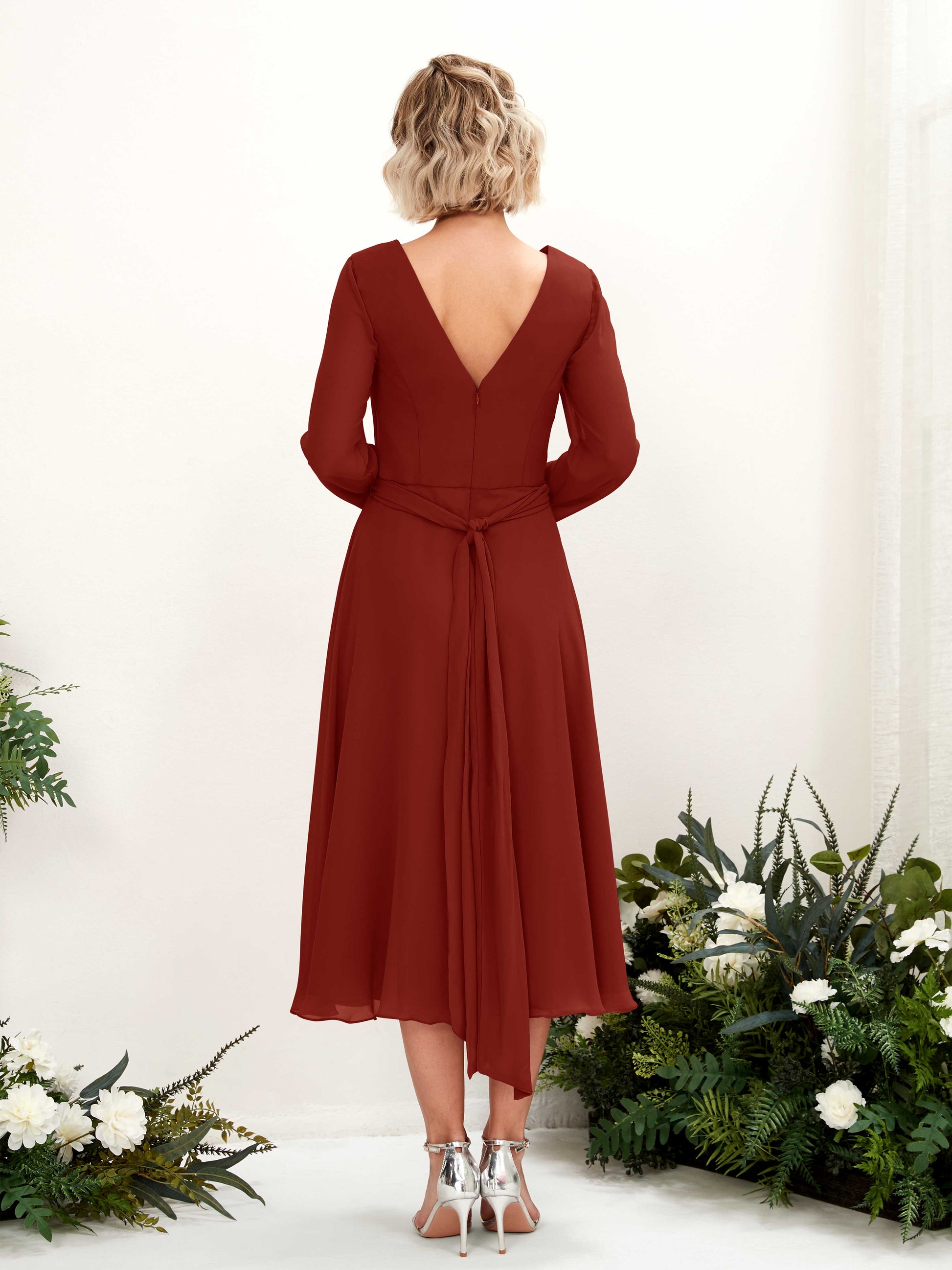 Joanna Rust Long Sleeve Midi Dress