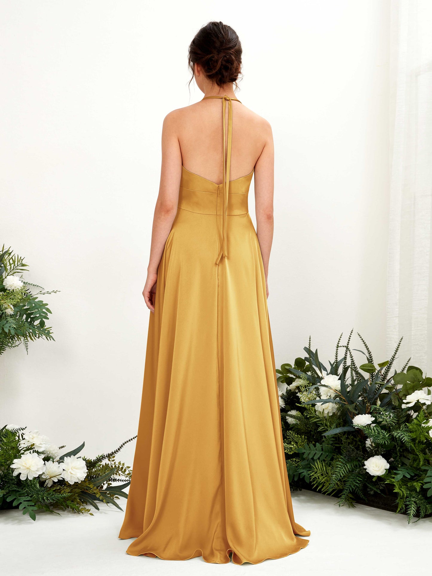 Jocelyn Canary Satin Halter Maxi Dress