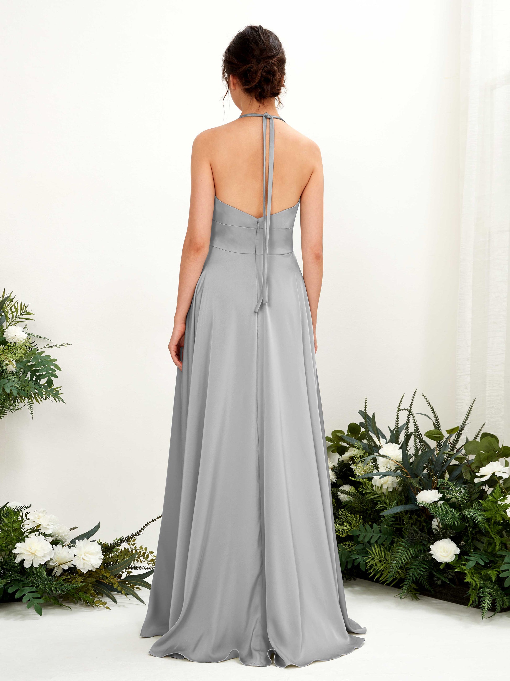 Jocelyn Dove Satin Halter Maxi Dress