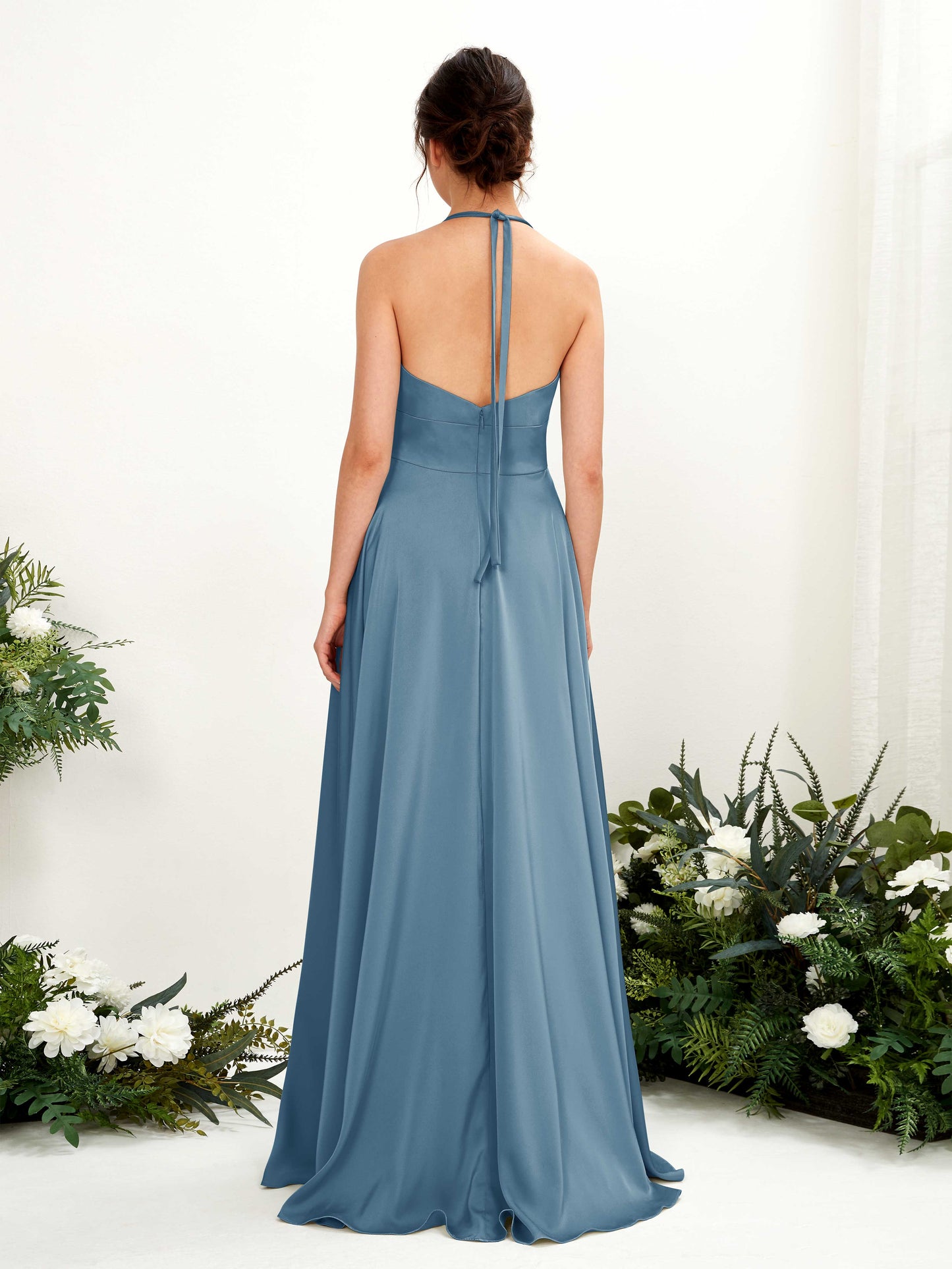 Jocelyn Ink blue Satin Halter Maxi Dress