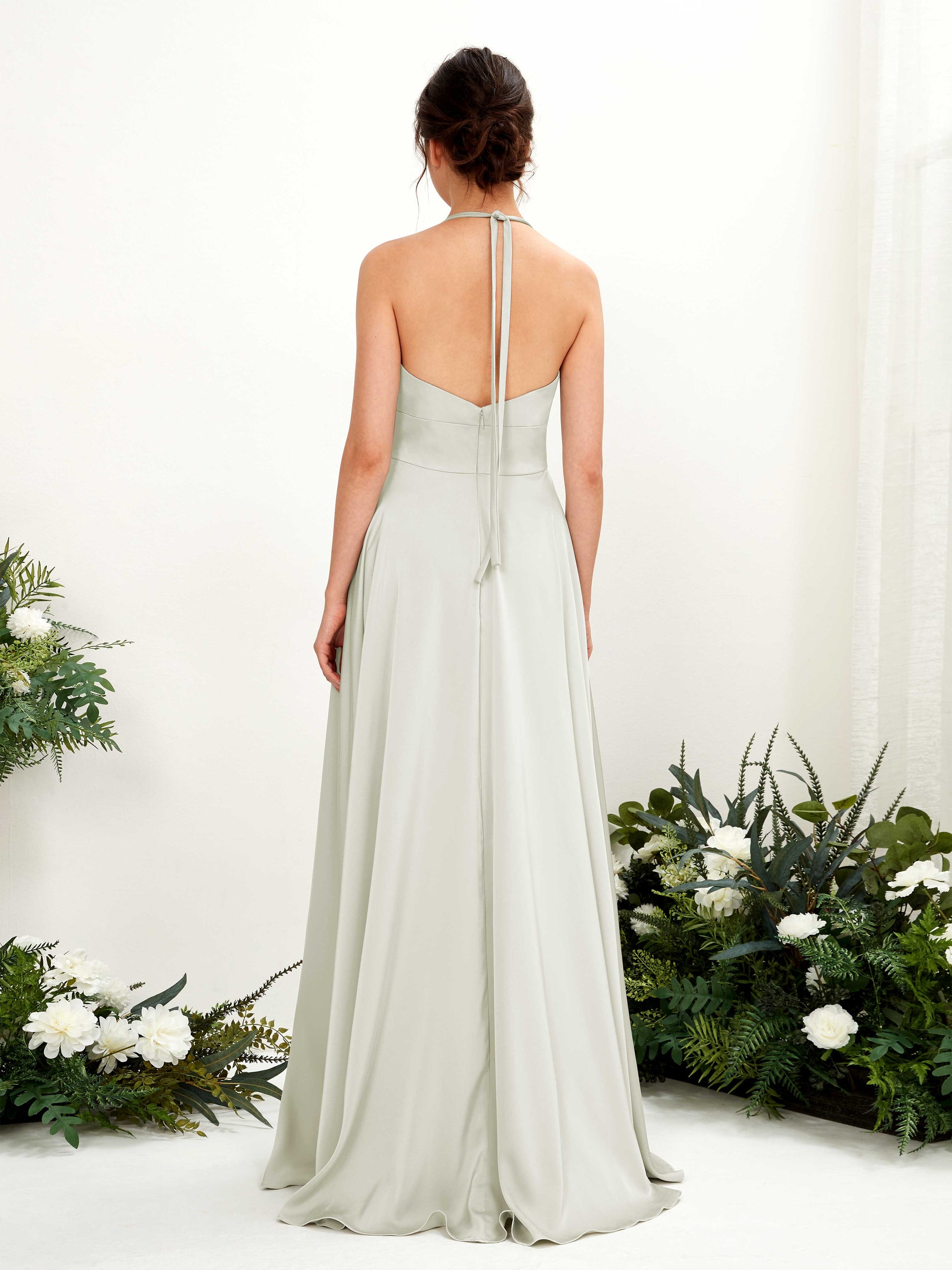 Jocelyn Ivory Satin Halter Maxi Dress