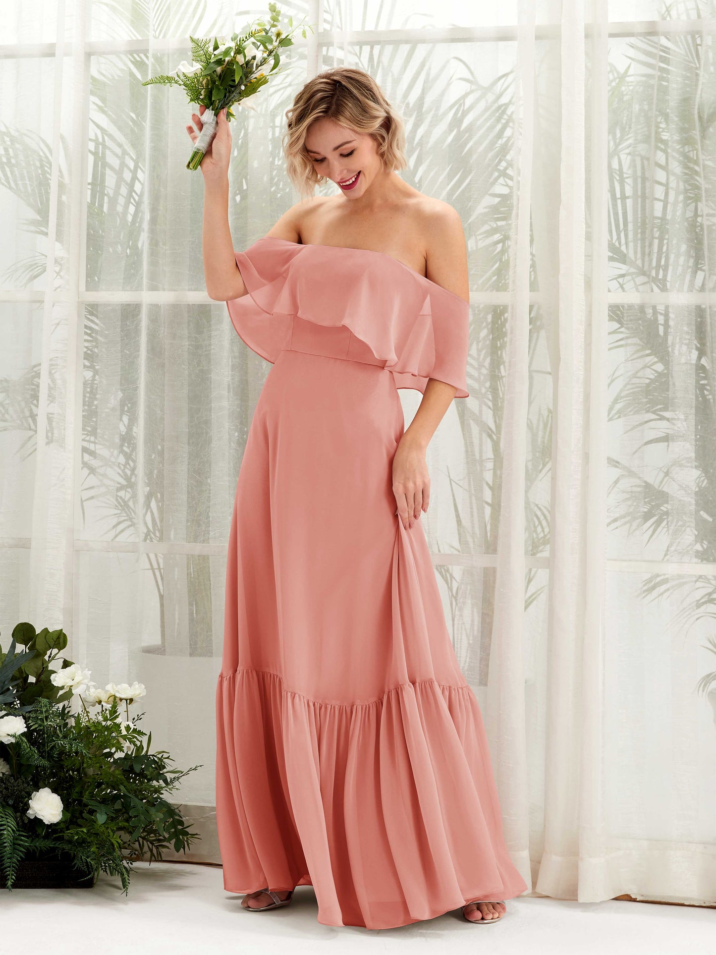 Joie Champagne Rose Off Shoulder Maxi Dress