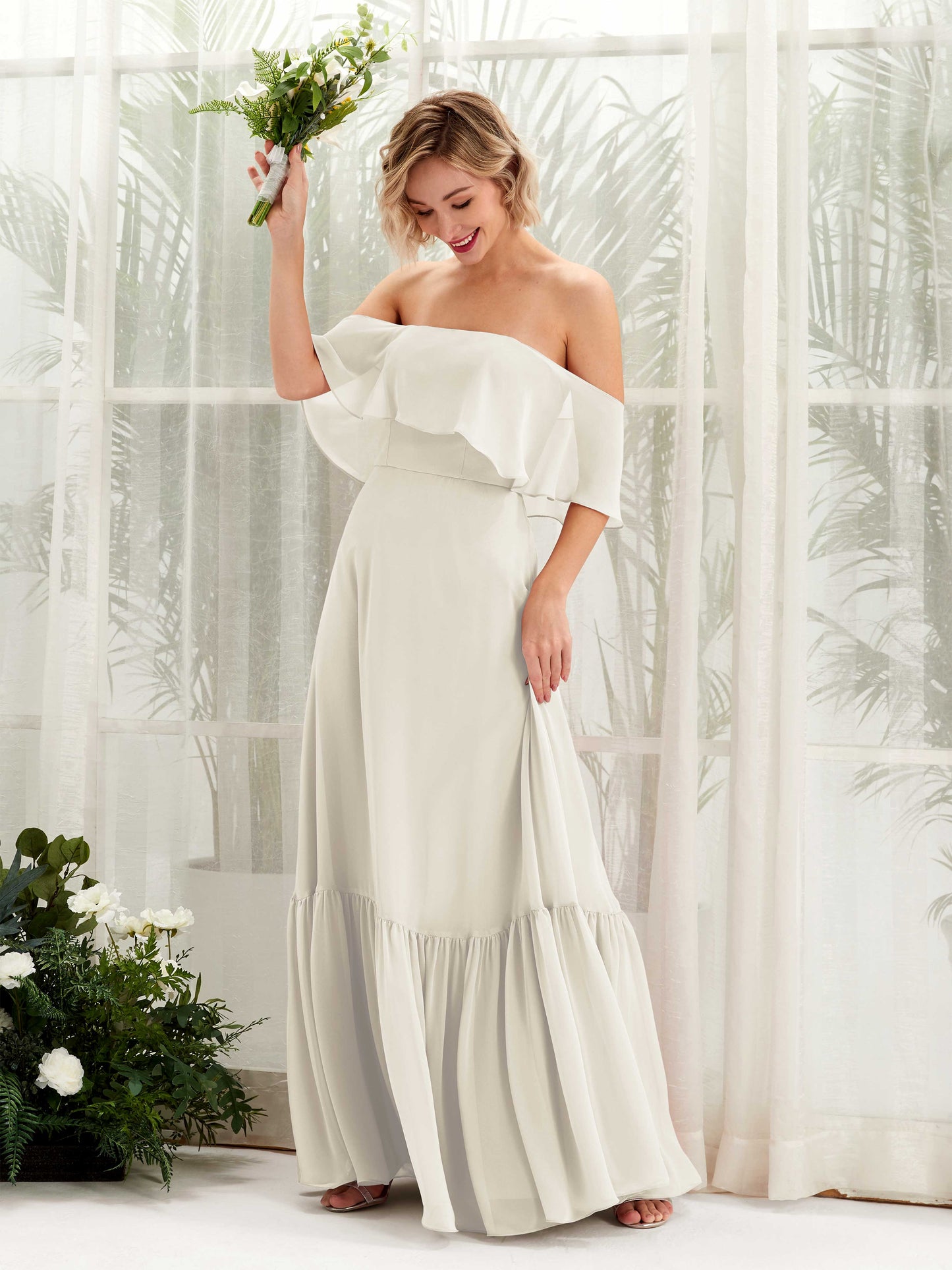 Joie Ivory Off Shoulder Maxi Dress