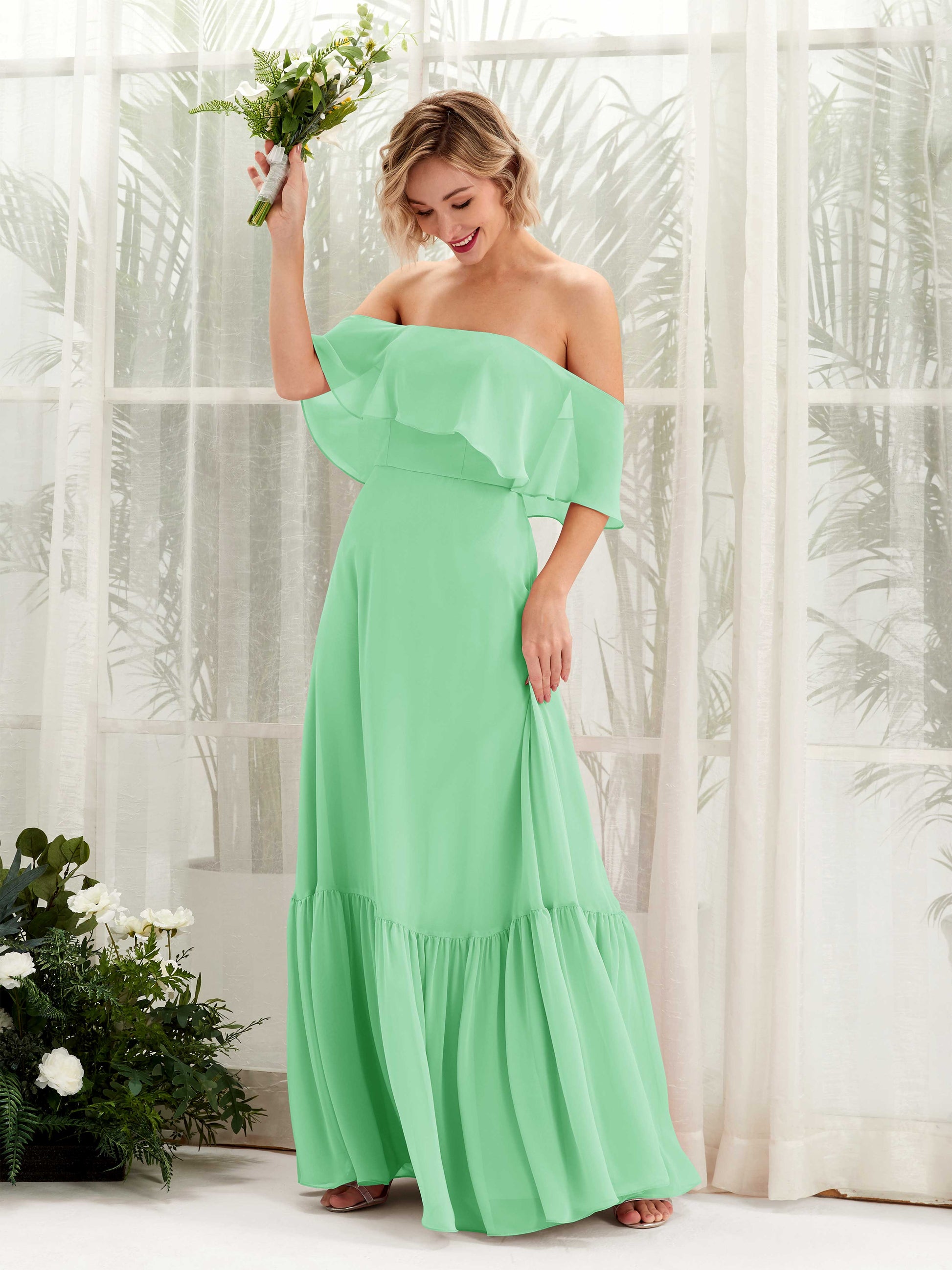 Joie Mint Green Off Shoulder Maxi Dress