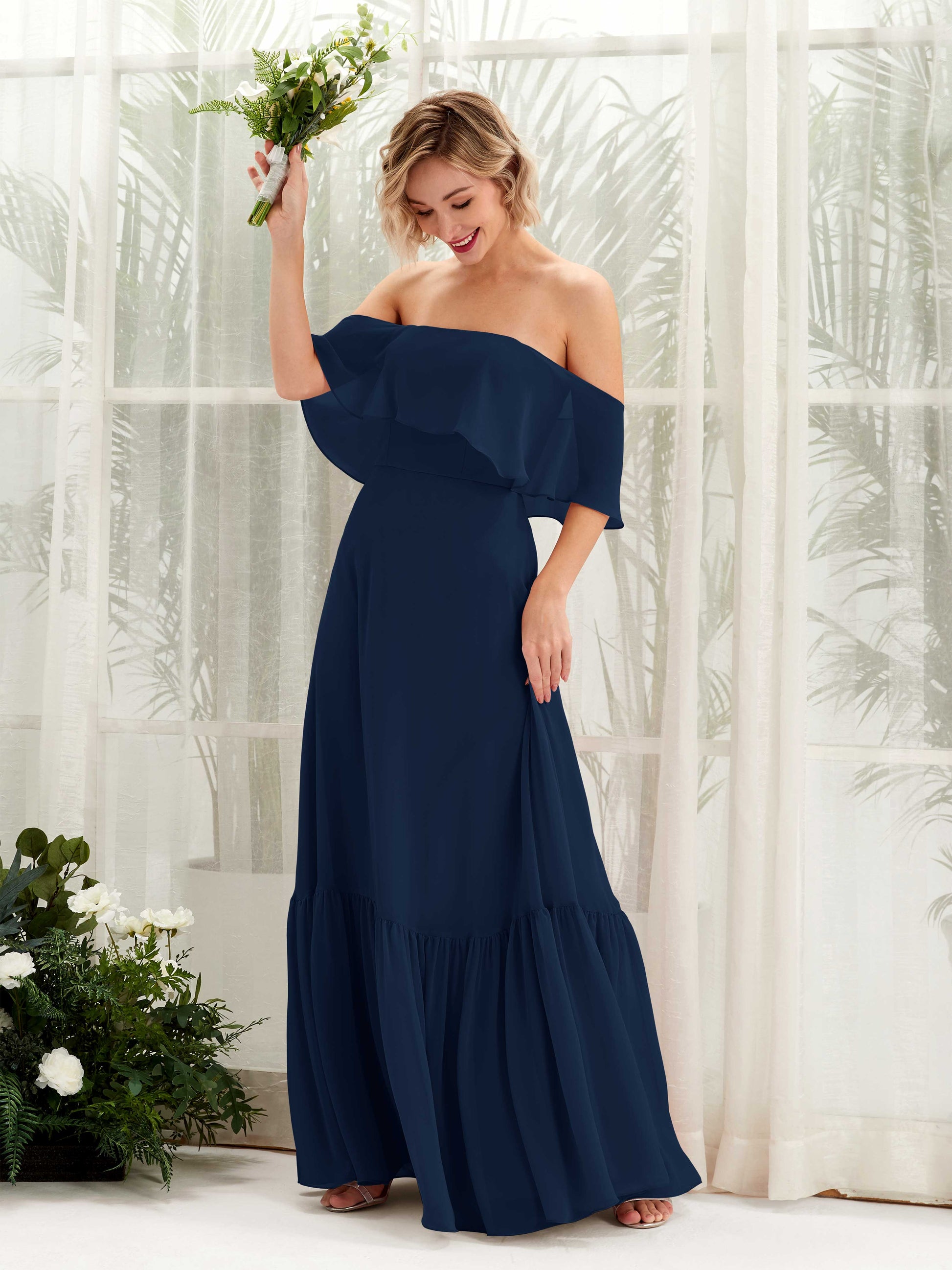 Joie Navy Off Shoulder Maxi Dress