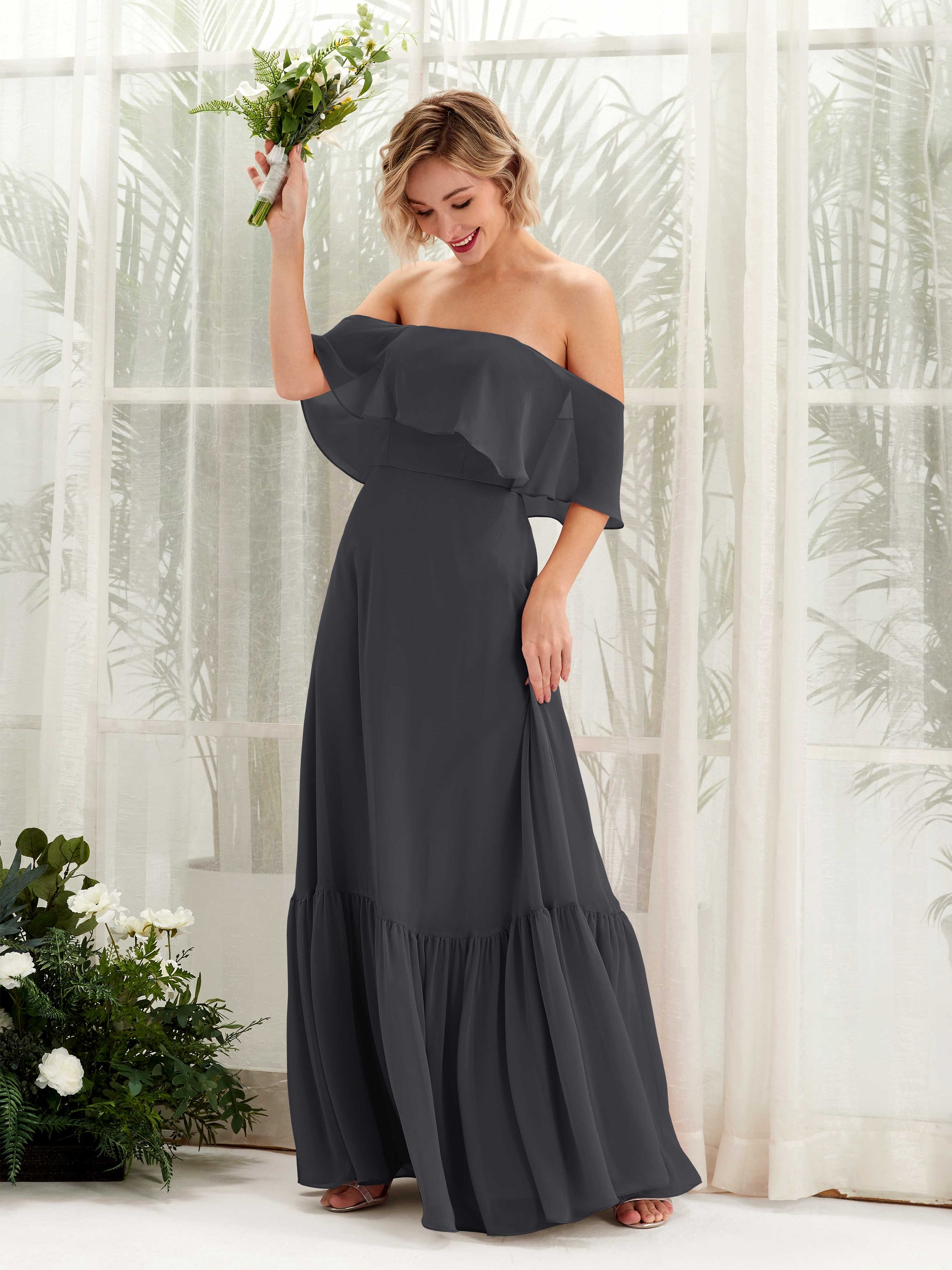 Joie Pewter Off Shoulder Maxi Dress