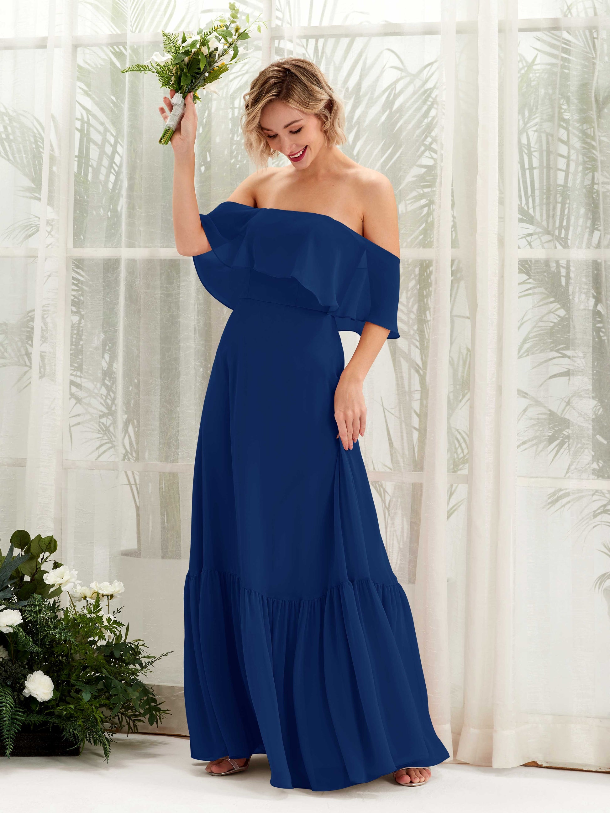 Joie Royal Blue Off Shoulder Maxi Dress