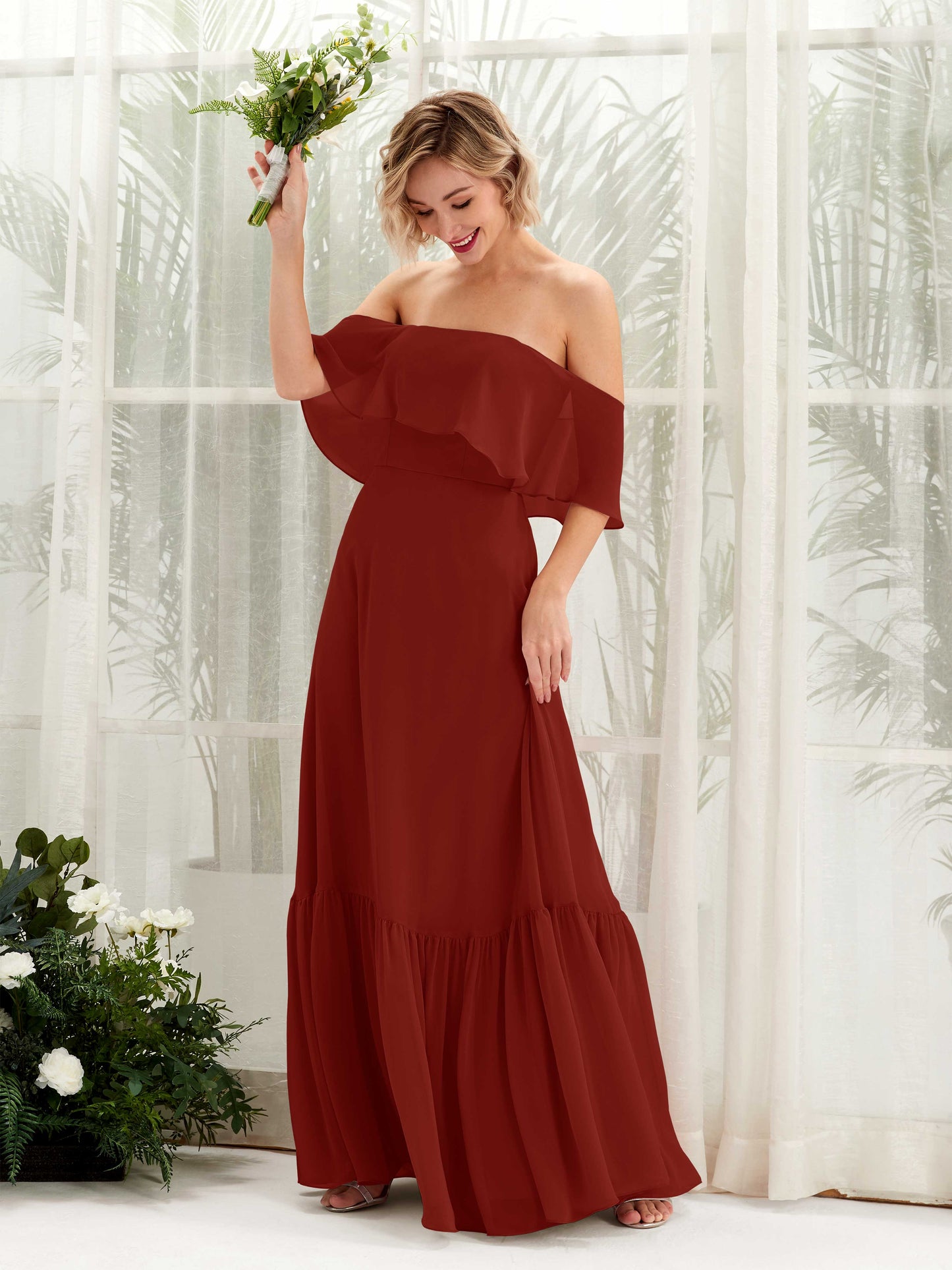 Joie Rust Off Shoulder Maxi Dress