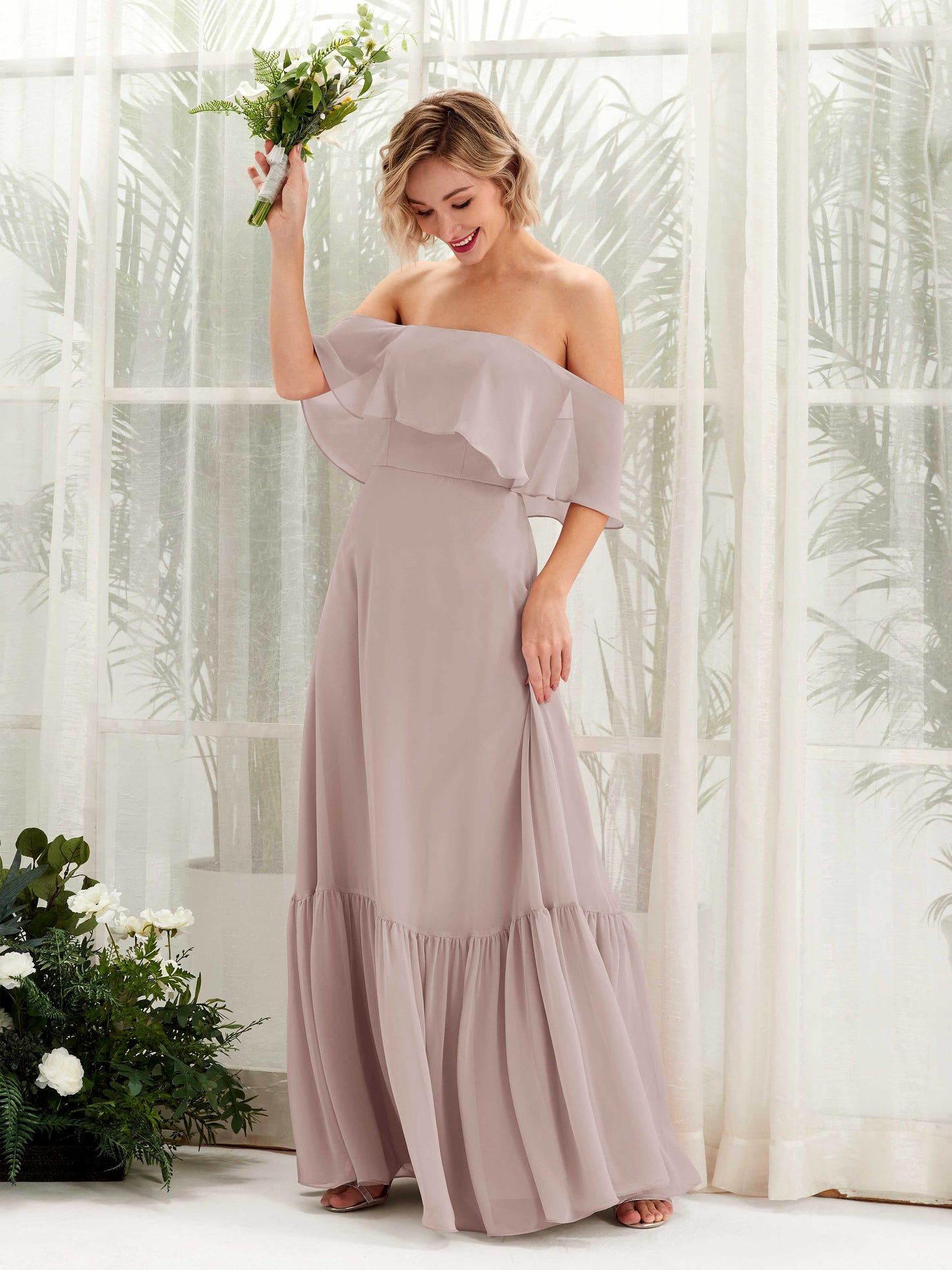 Joie Taupe Off Shoulder Maxi Dress