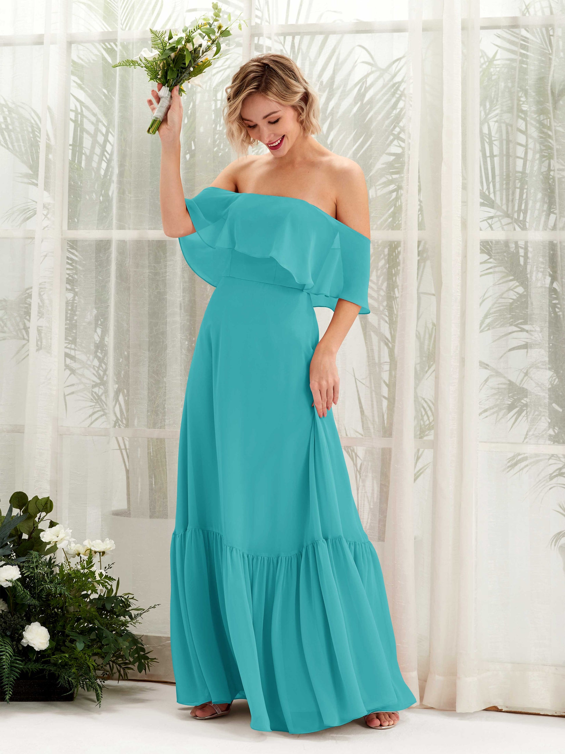 Joie Turquoise Off Shoulder Maxi Dress