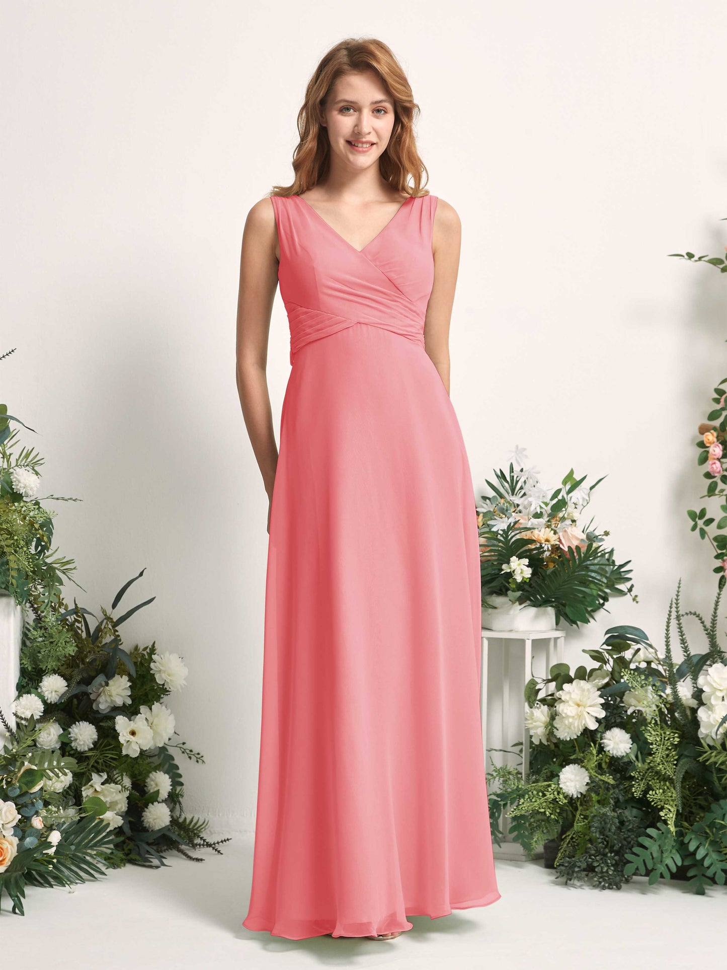 June Coral Pink Sleeveless Maxi Dress