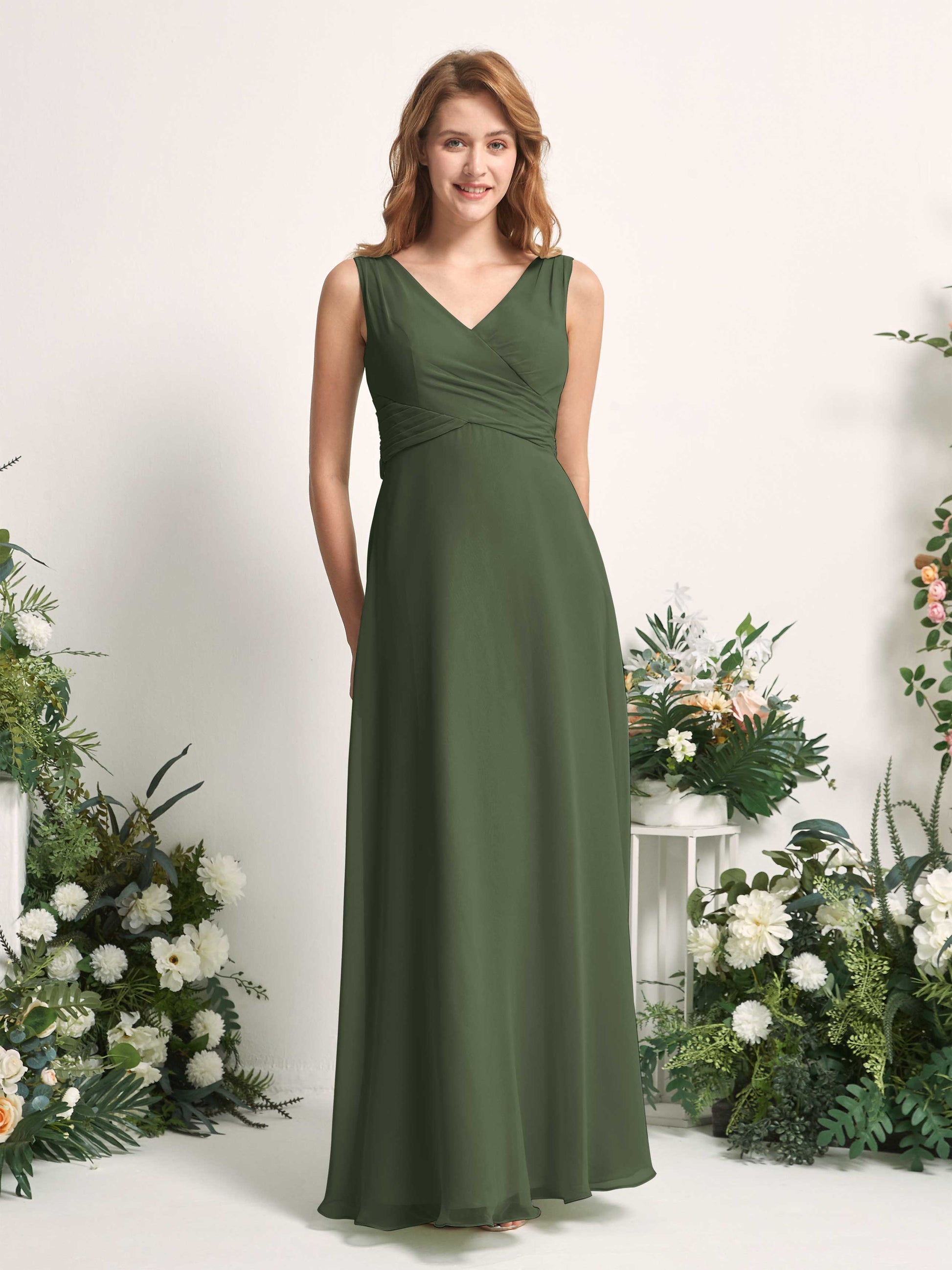 June Martini Olive Sleeveless Maxi Dress