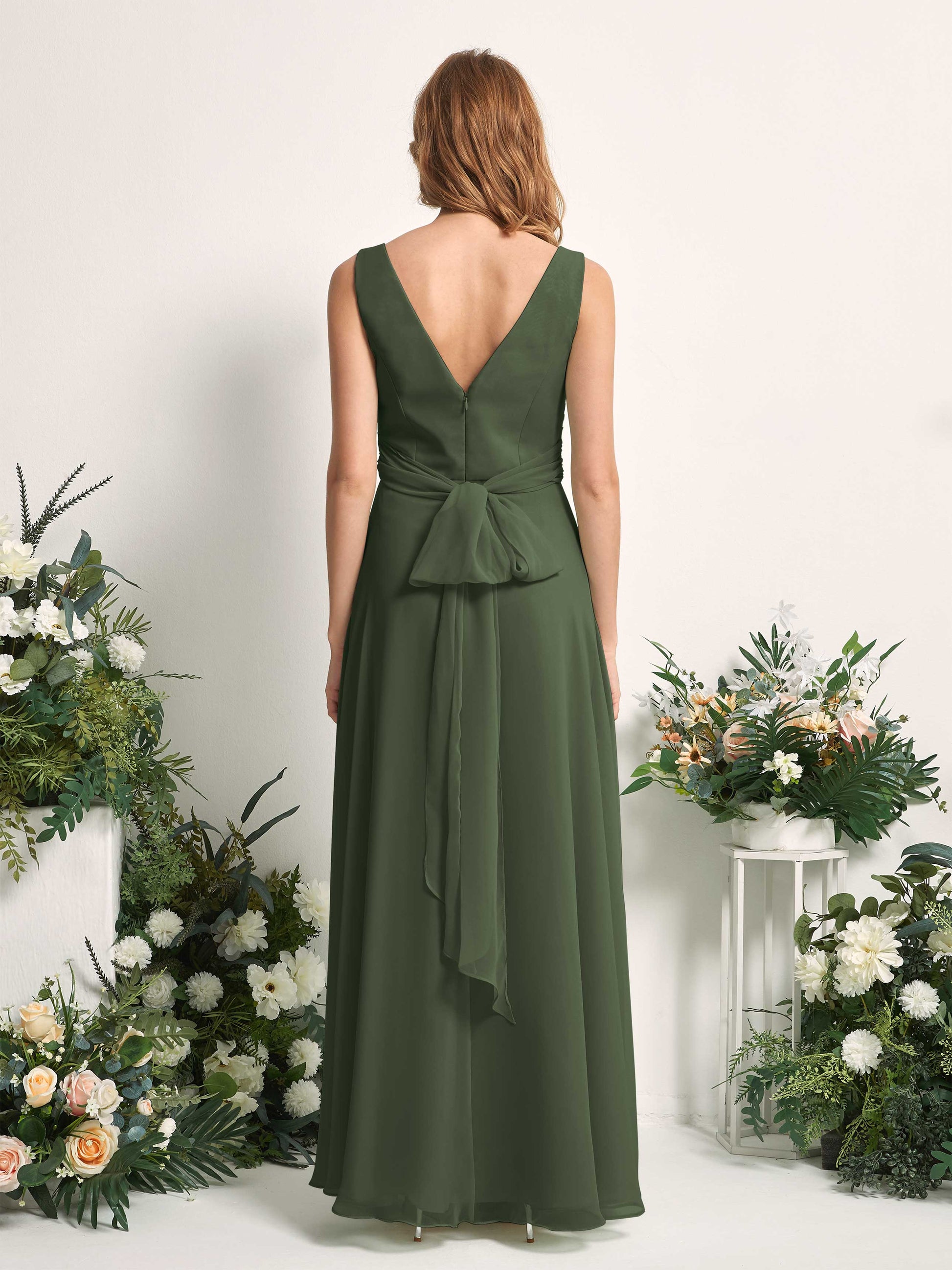 June Martini Olive Sleeveless Maxi Dress