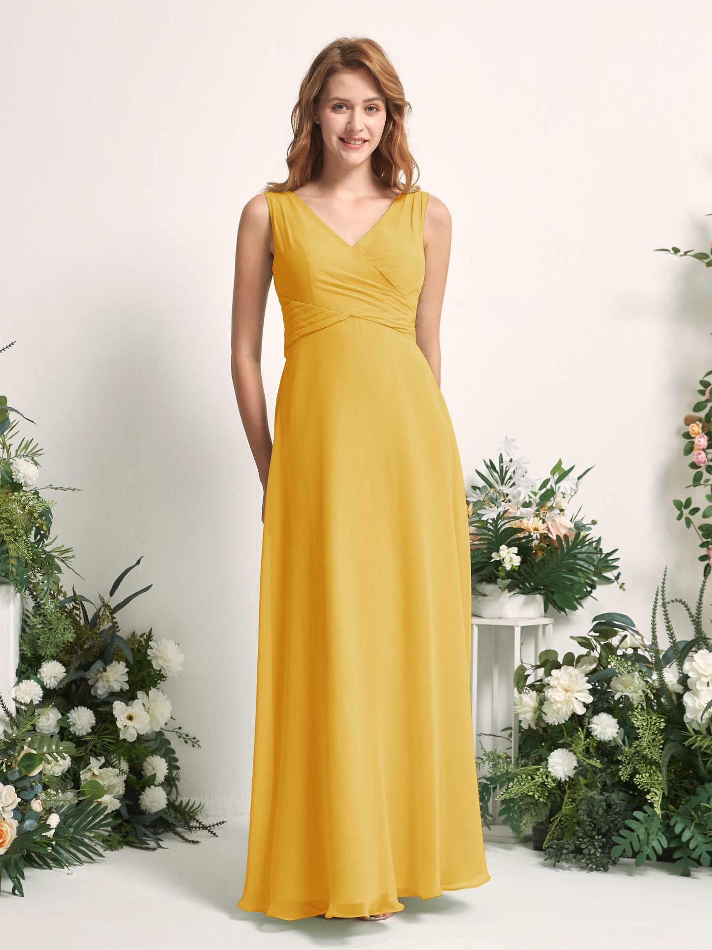 June Mustard Yellow Sleeveless Maxi Dress