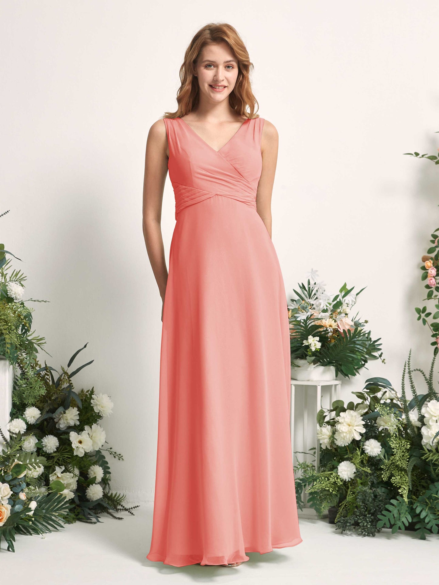 June Peach Pink Sleeveless Maxi Dress